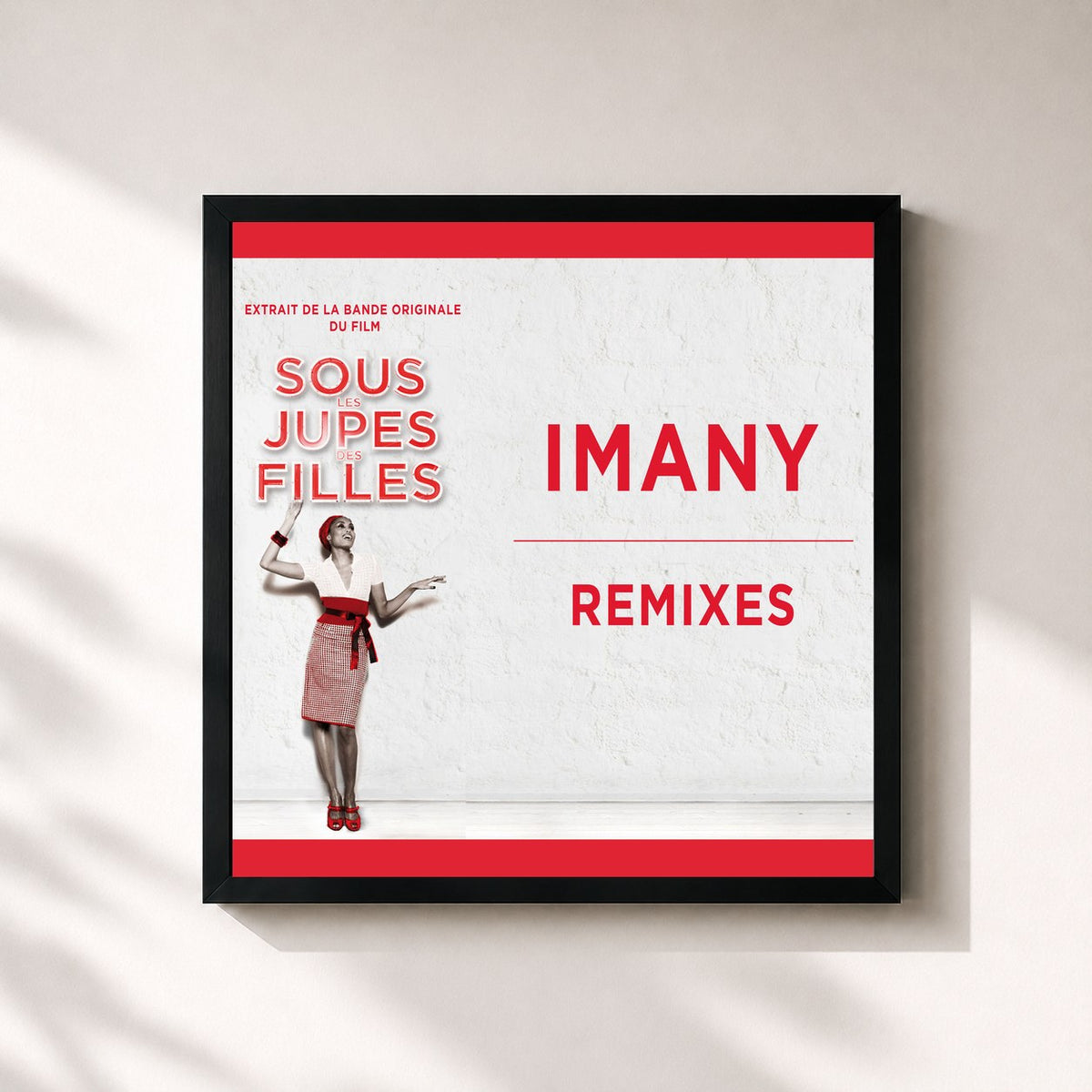 #noir Tableau carré de l'album Remixes (Extrait de la bande originale du film) de Imany, cadre noir 32x32 cm