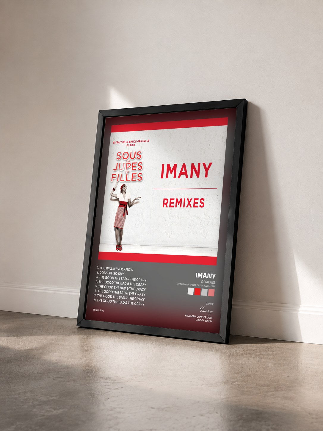 #noir Tableau de l'album Remixes (Extrait de la bande originale du film) de Imany vu de trois quarts, cadre noir