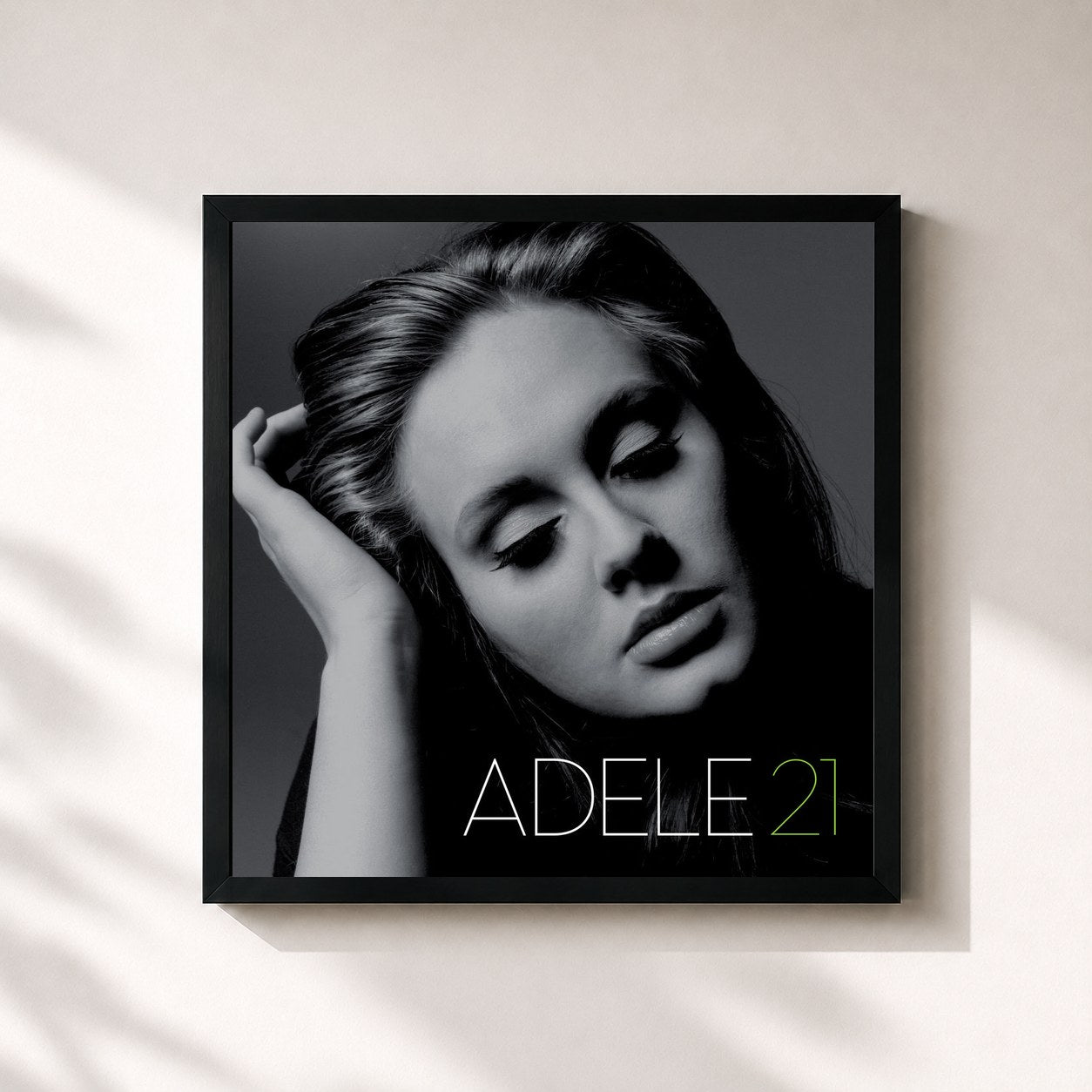 #noir Tableau carré de l'album 21 de Adele, cadre noir 32x32 cm