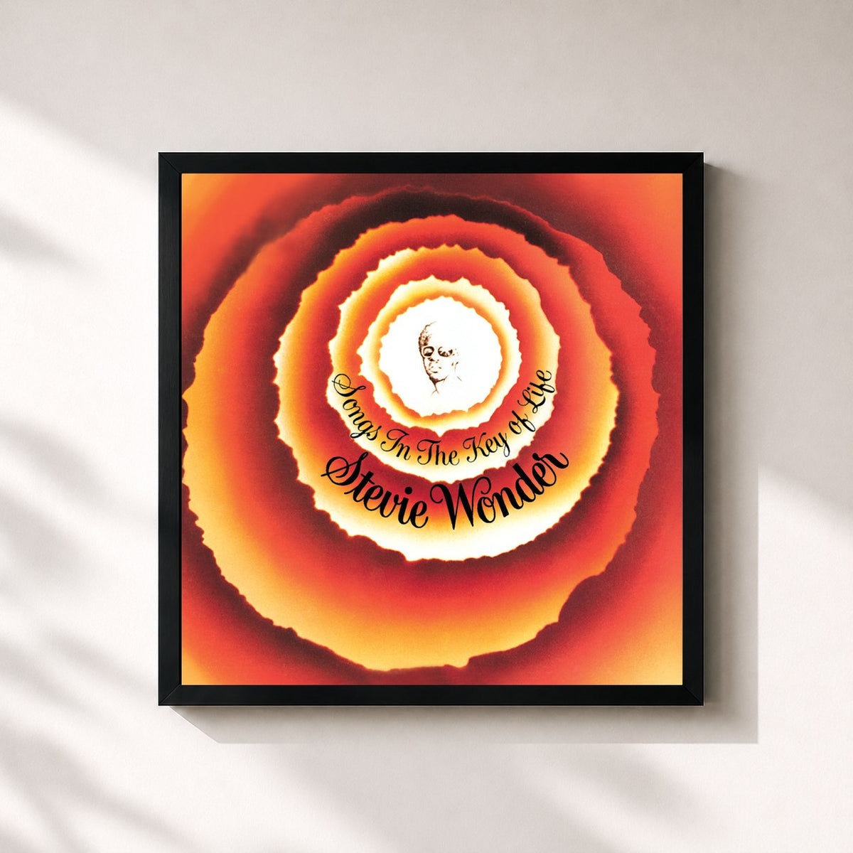 #noir Tableau carré de l'album Songs In The Key Of Life de Stevie Wonder, cadre noir 32x32 cm