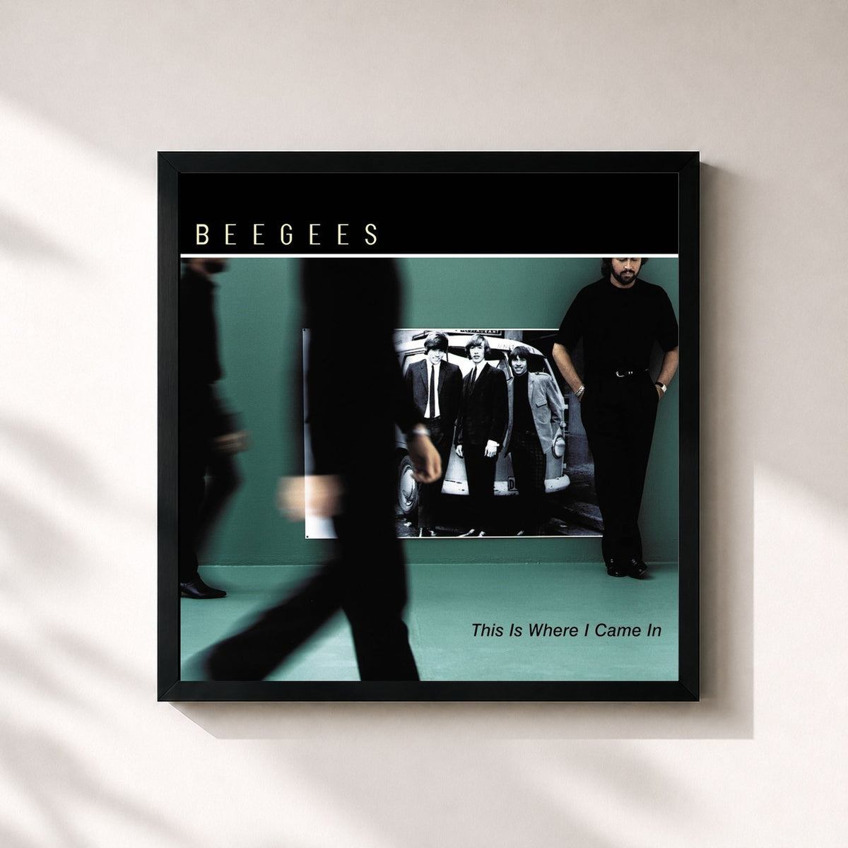 #noir Tableau carré de l'album This Is Where I Came In de Bee Gees, cadre noir 32x32 cm