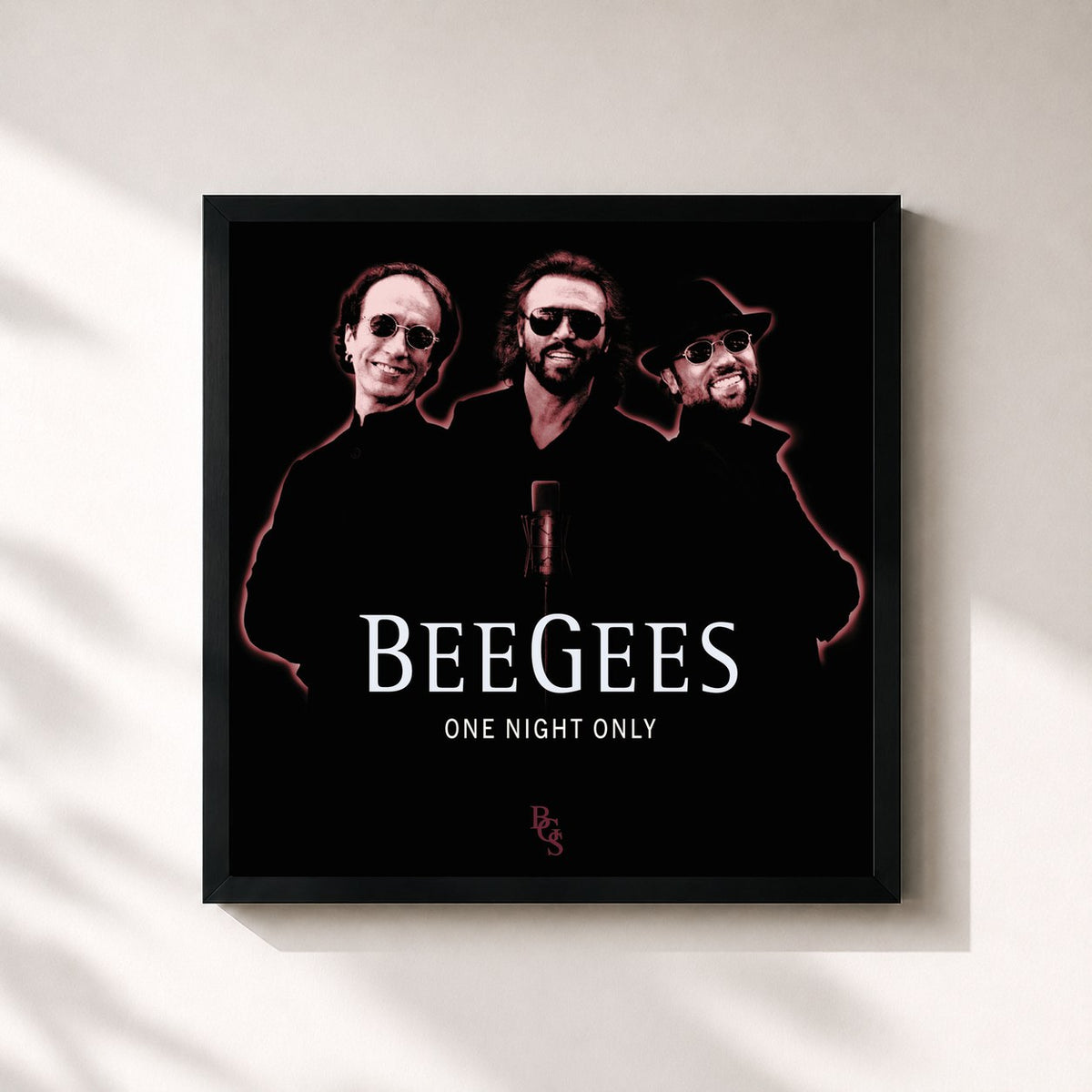 #noir Tableau carré de l'album One Night Only de Bee Gees, cadre noir 32x32 cm
