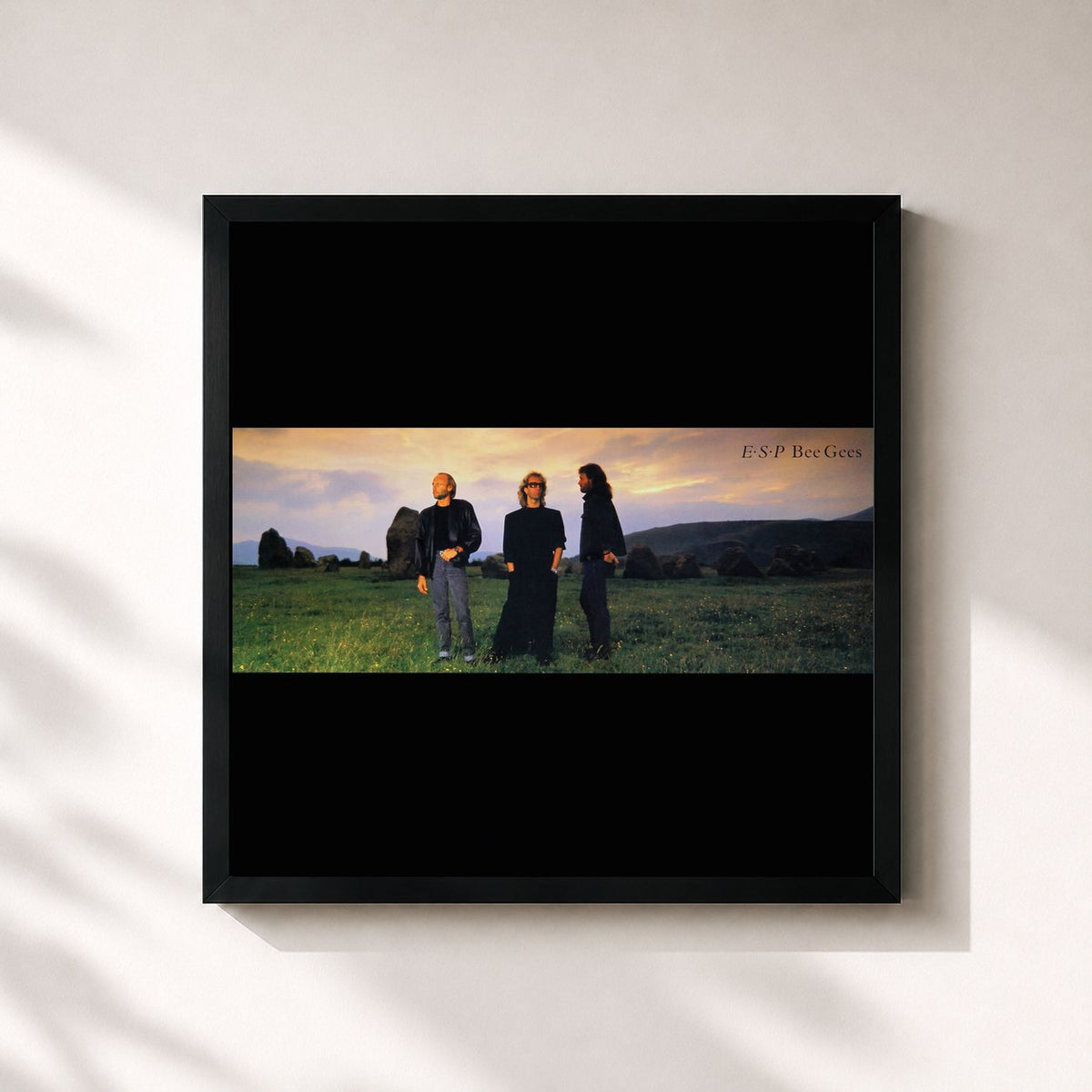 #noir Tableau carré de l'album E.S.P. de Bee Gees, cadre noir 32x32 cm