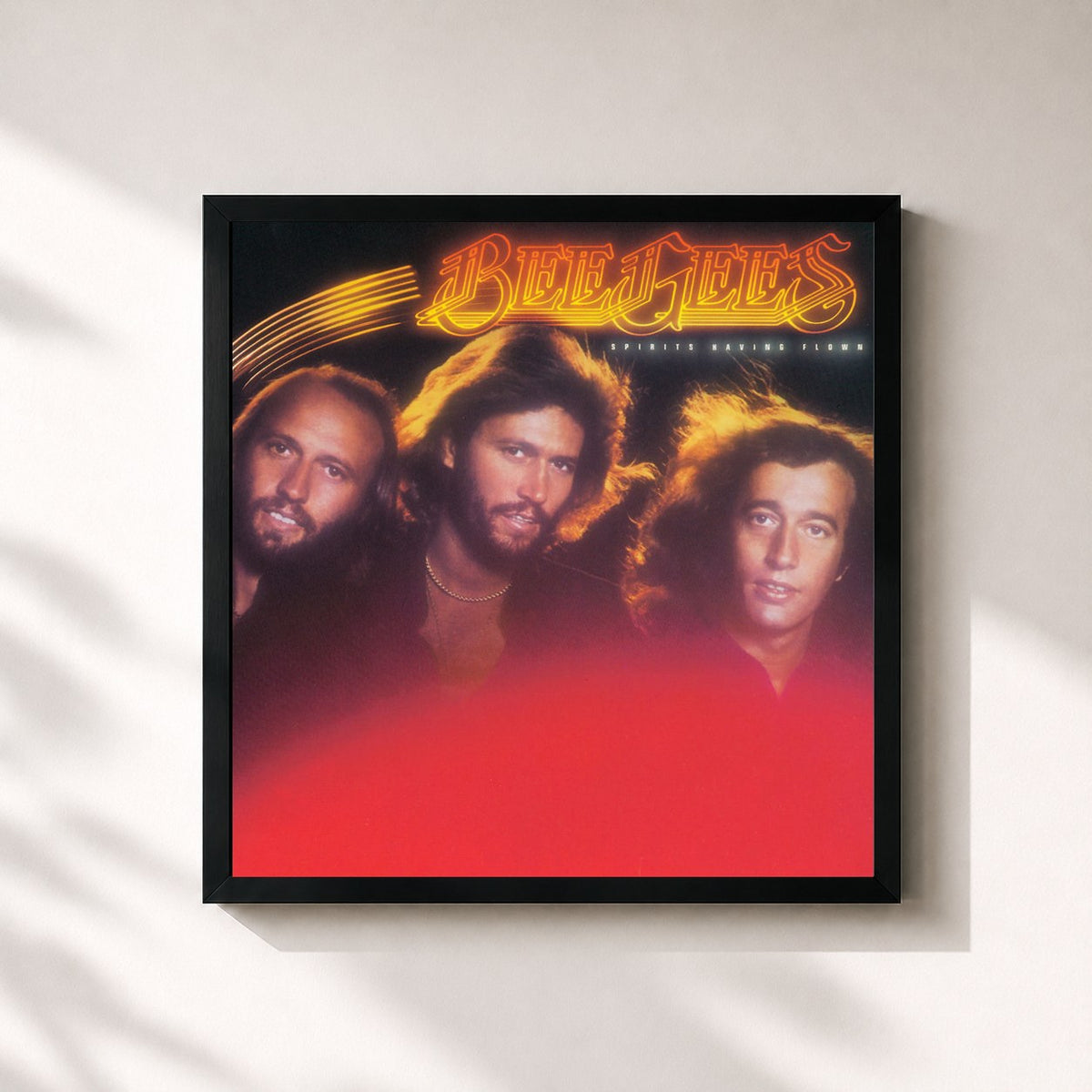 #noir Tableau carré de l'album Spirits Having Flown de Bee Gees, cadre noir 32x32 cm