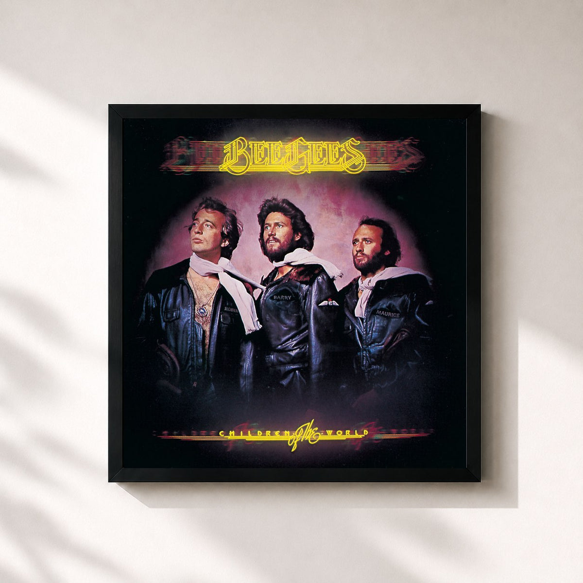 #noir Tableau carré de l'album Children Of The World de Bee Gees, cadre noir 32x32 cm