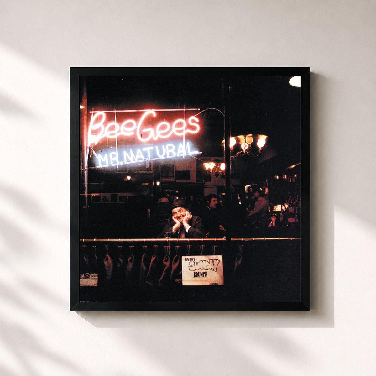 #noir Mr. Natural di Bee Gees in stampa quadrata incorniciata, cornice nera 32x32 cm