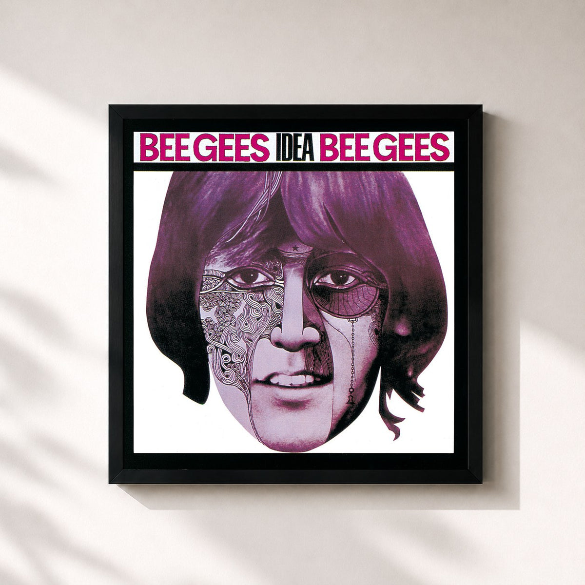 #noir Tableau carré de l'album Idea de Bee Gees, cadre noir 32x32 cm