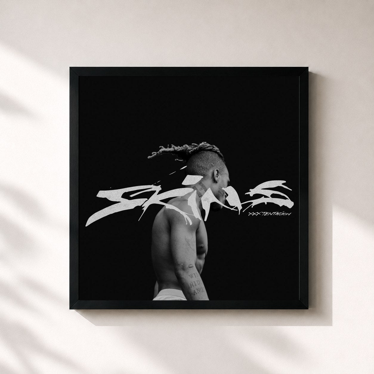 #noir Tableau carré de l'album SKINS de XXXTentacion, cadre noir 32x32 cm