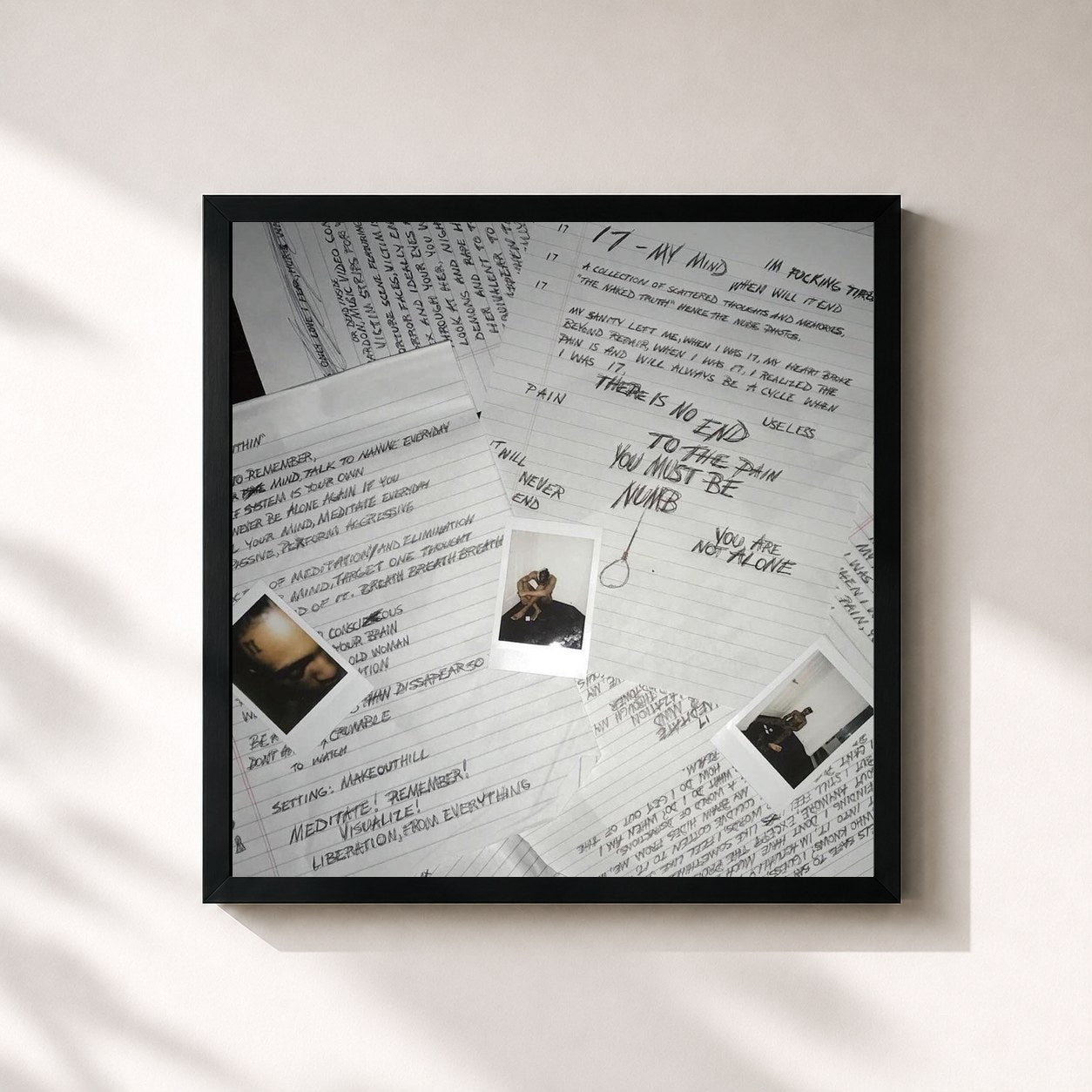 #noir 17 di XXXTentacion in stampa quadrata incorniciata, cornice nera 32x32 cm