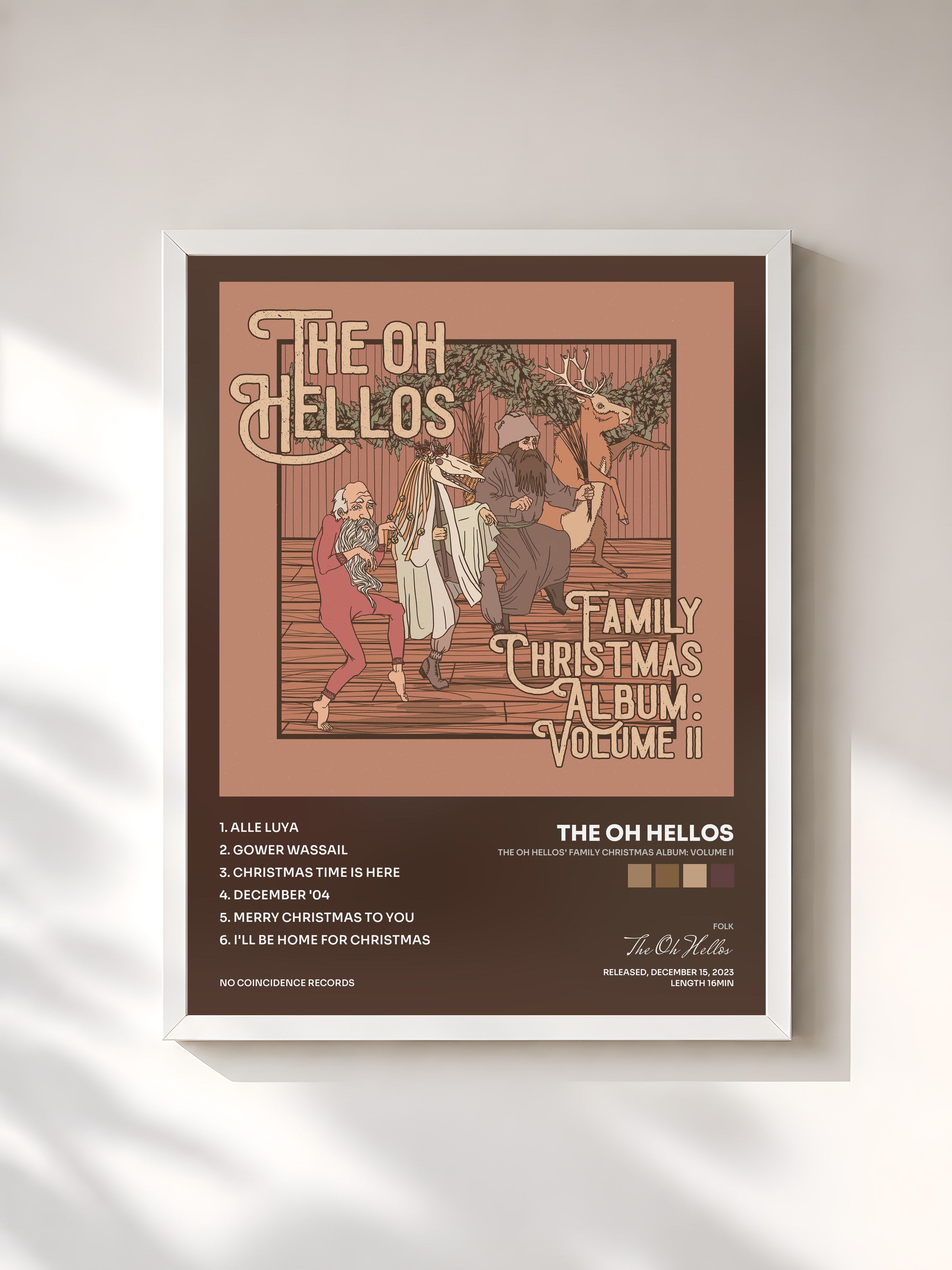 #blanc Tableau de l'album The Oh Hellos' Family Christmas Album: Volume II de The Oh Hellos, cadre blanc, imprimé et encadré en France