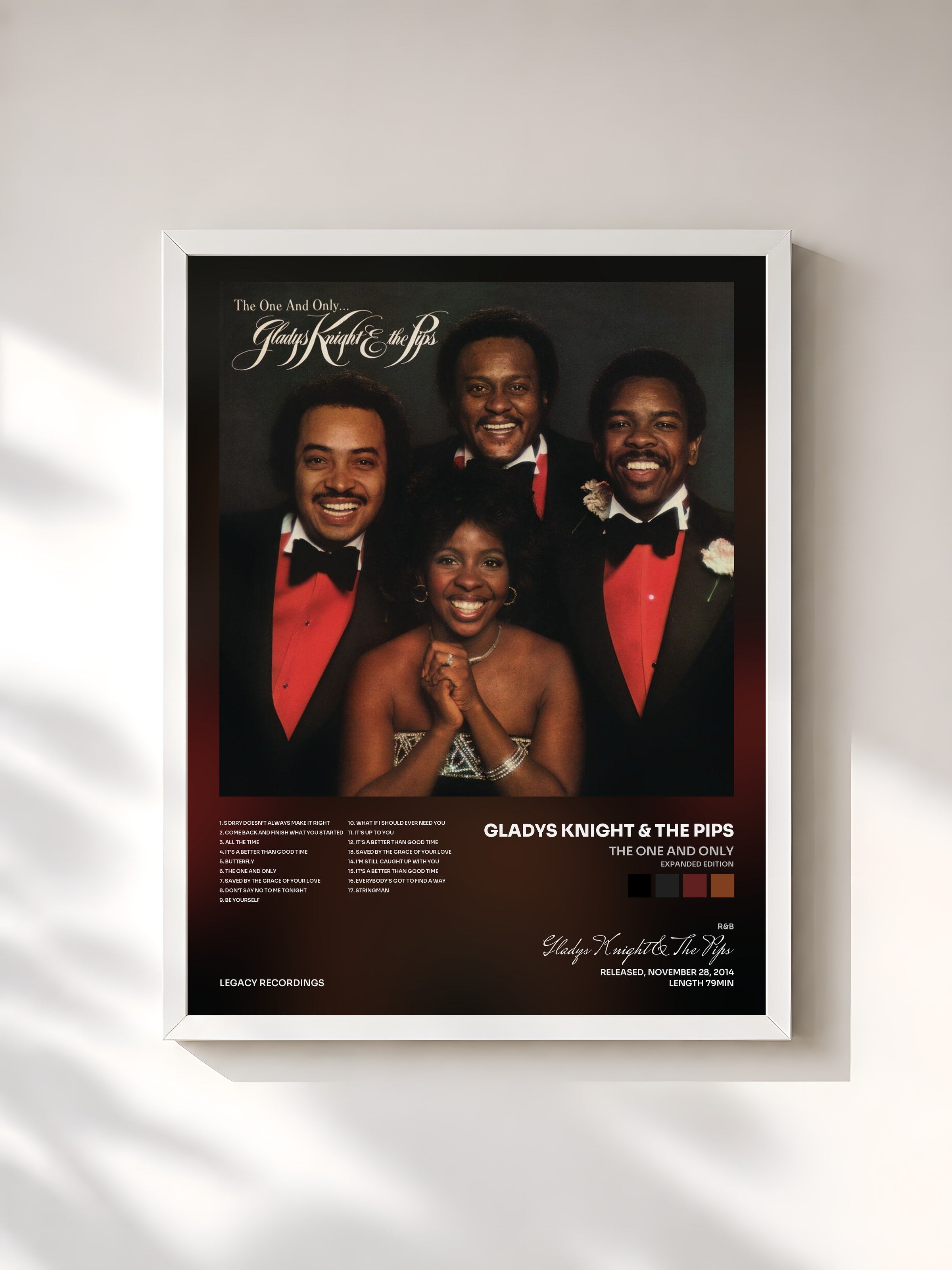#blanc Tableau de l'album The One And Only (Expanded Edition) de Gladys Knight & The Pips, cadre blanc, imprimé et encadré en France