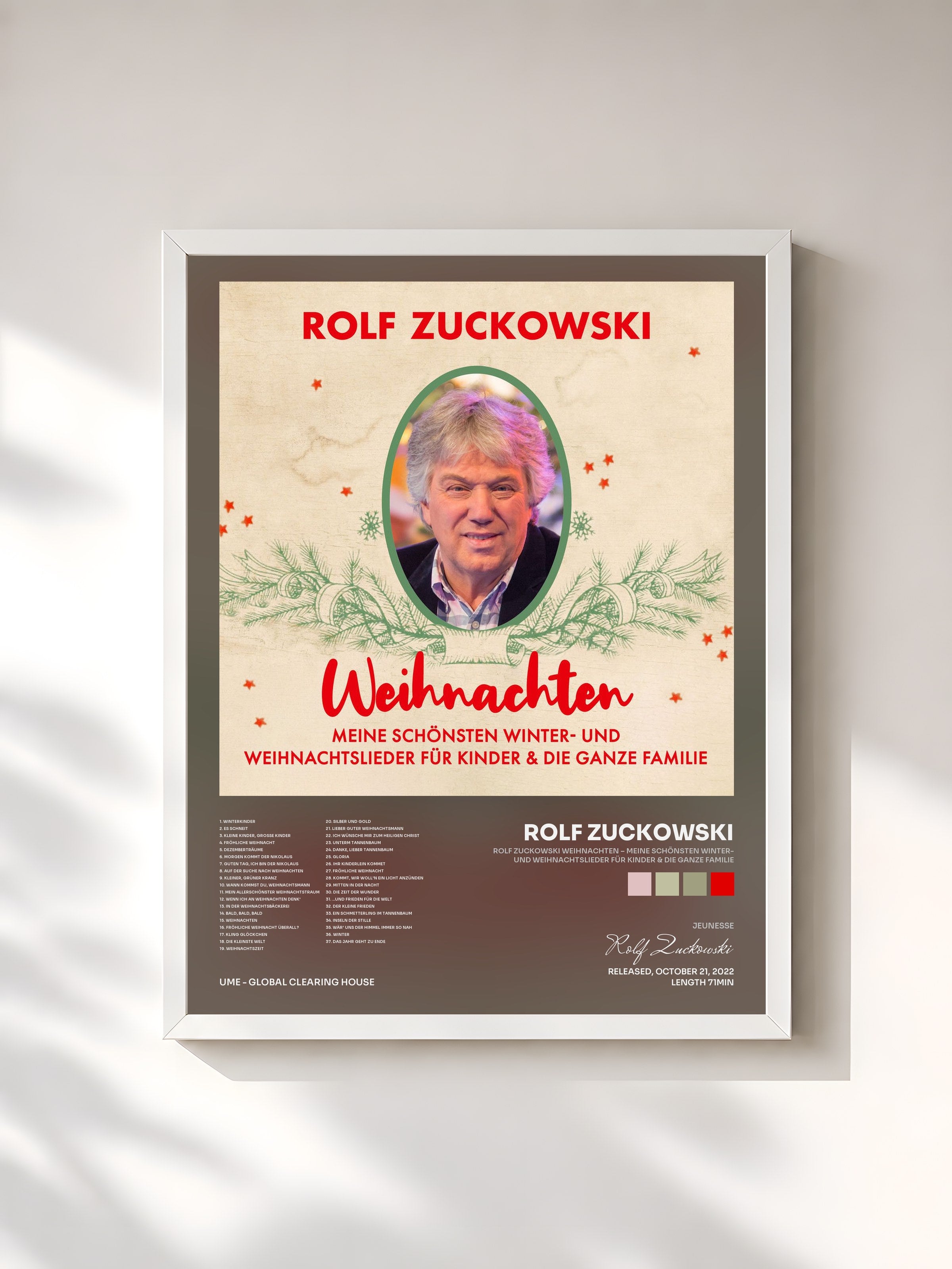 #blanc Tableau de l'album Rolf Zuckowski Weihnachten – Meine schönsten Winter- und Weihnachtslieder für Kinder & die ganze Familie de Rolf Zuckowski, cadre blanc, imprimé et encadré en France