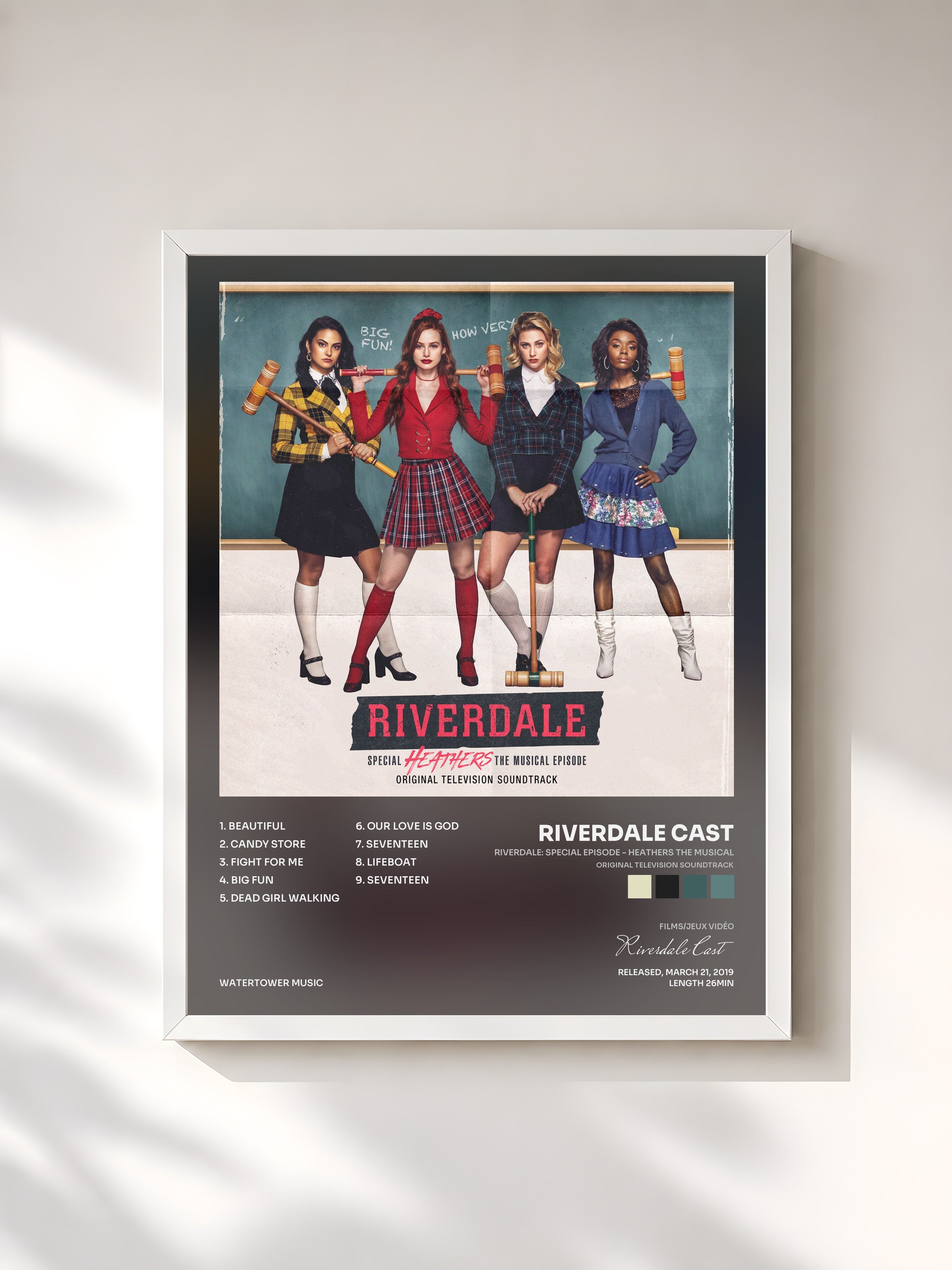 #blanc Tableau de l'album Riverdale: Special Episode - Heathers the Musical (Original Television Soundtrack) de Riverdale Cast, cadre blanc, imprimé et encadré en France