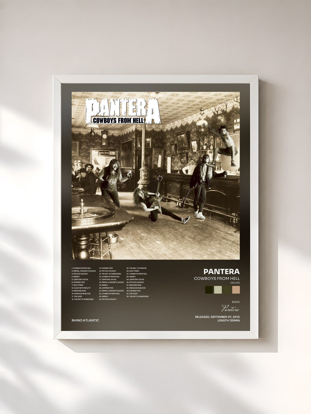 #blanc Cowboys from Hell (Deluxe) de Pantera en lámina enmarcada, marco blanco, impresa y enmarcada en Francia