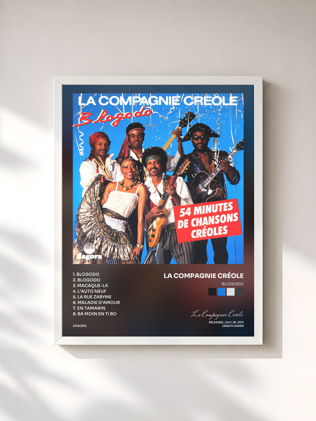 #blanc Tableau de l'album Blogodo de La Compagnie Créole, cadre blanc, imprimé et encadré en France