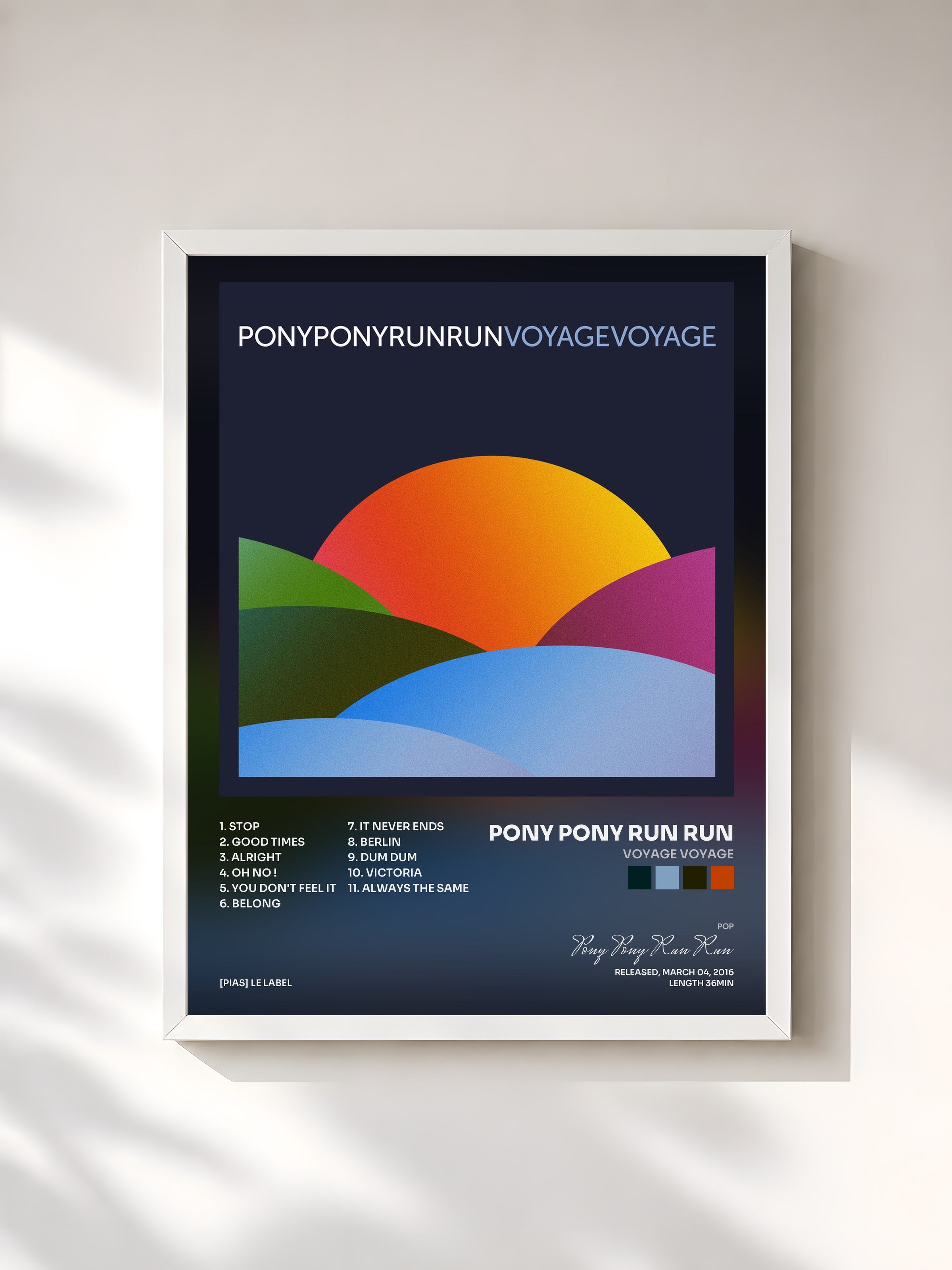 #blanc Tableau de l'album Voyage Voyage de Pony Pony Run Run, cadre blanc, imprimé et encadré en France