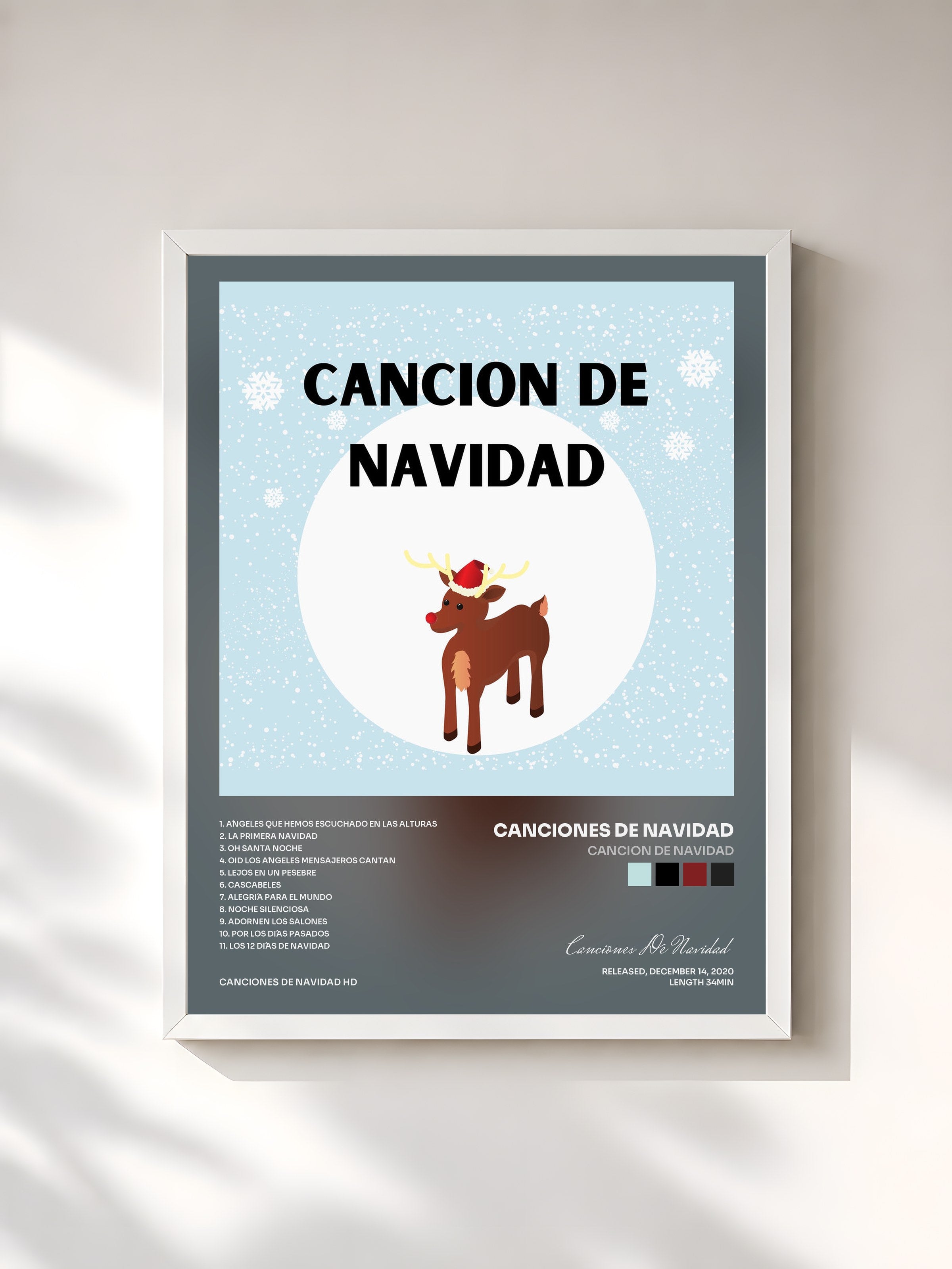 #blanc Tableau de l'album Cancion De Navidad de Canciones De Navidad, cadre blanc, imprimé et encadré en France