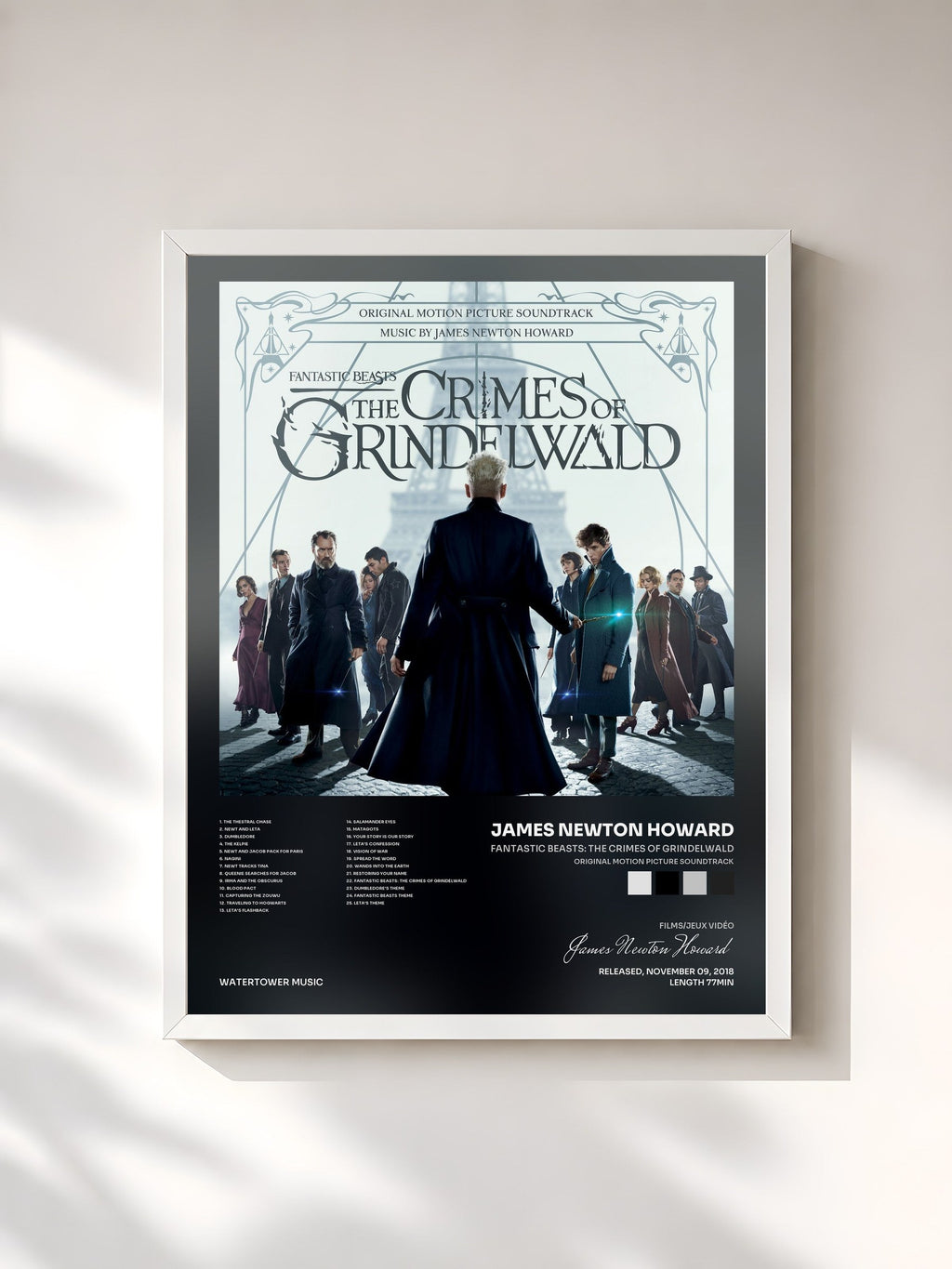 #blanc Fantastic Beasts: The Crimes Of Grindelwald (Original Motion Picture Soundtrack) von James Newton Howard als gerahmter Kunstdruck, weißer Rahmen, gedruckt und gerahmt in Frankreich