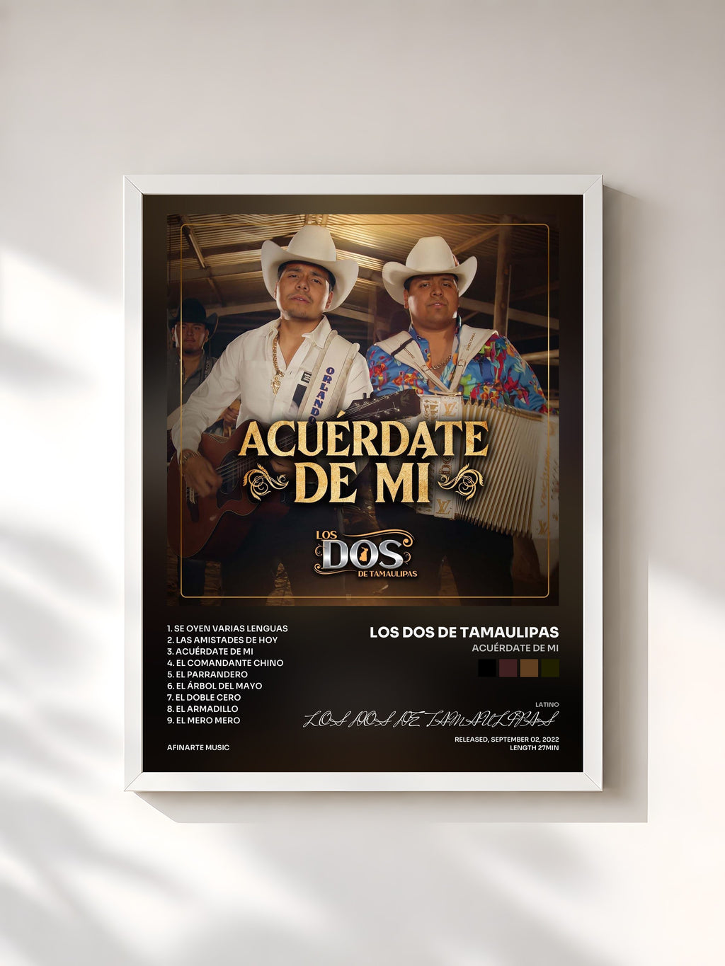 #blanc Acuérdate by Mi de LOS DOS DE TAMAULIPAS as a framed art print, white frame, printed and framed in France