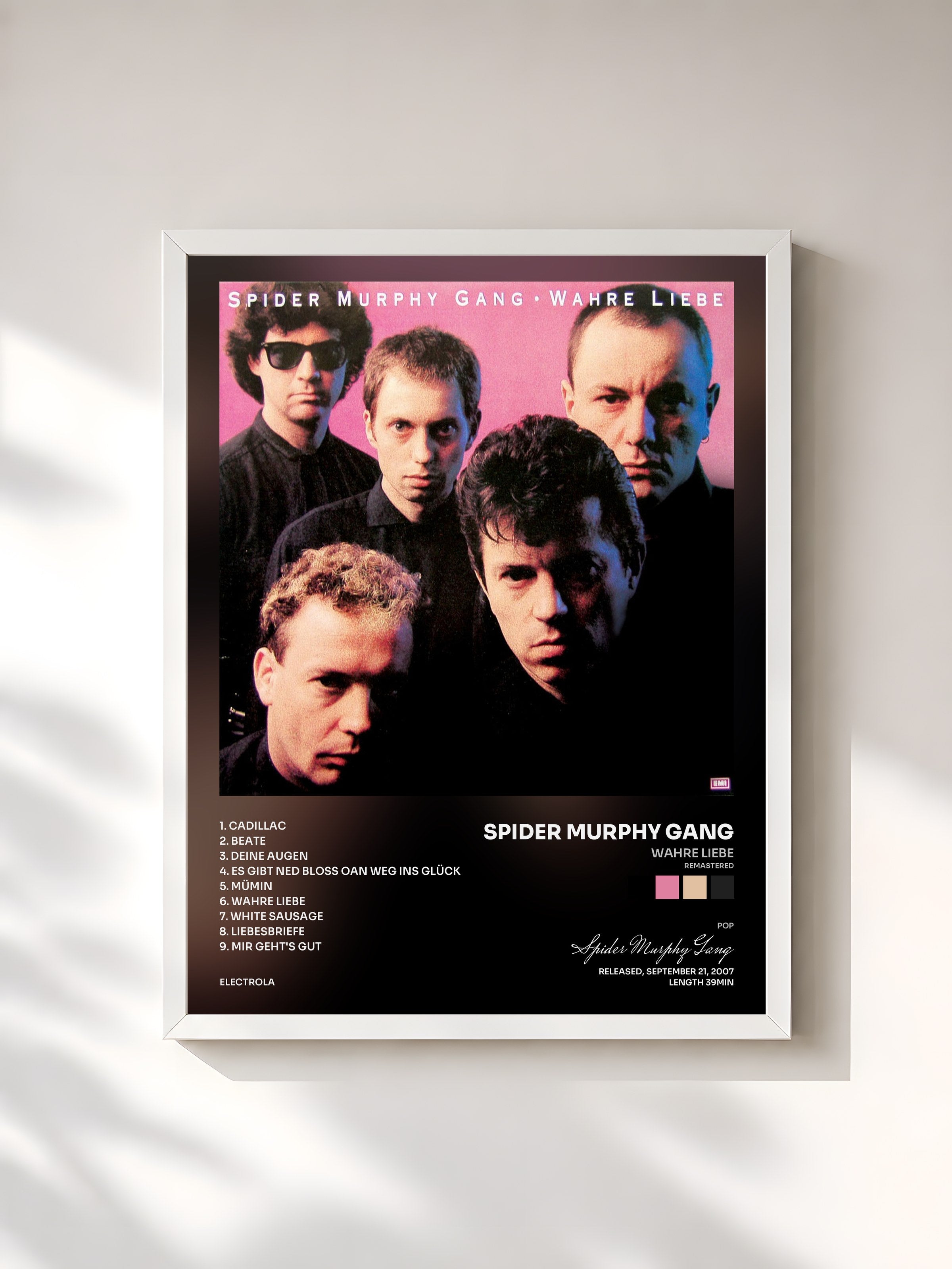#blanc Tableau de l'album Wahre Liebe (Remastered) de Spider Murphy Gang, cadre blanc, imprimé et encadré en France