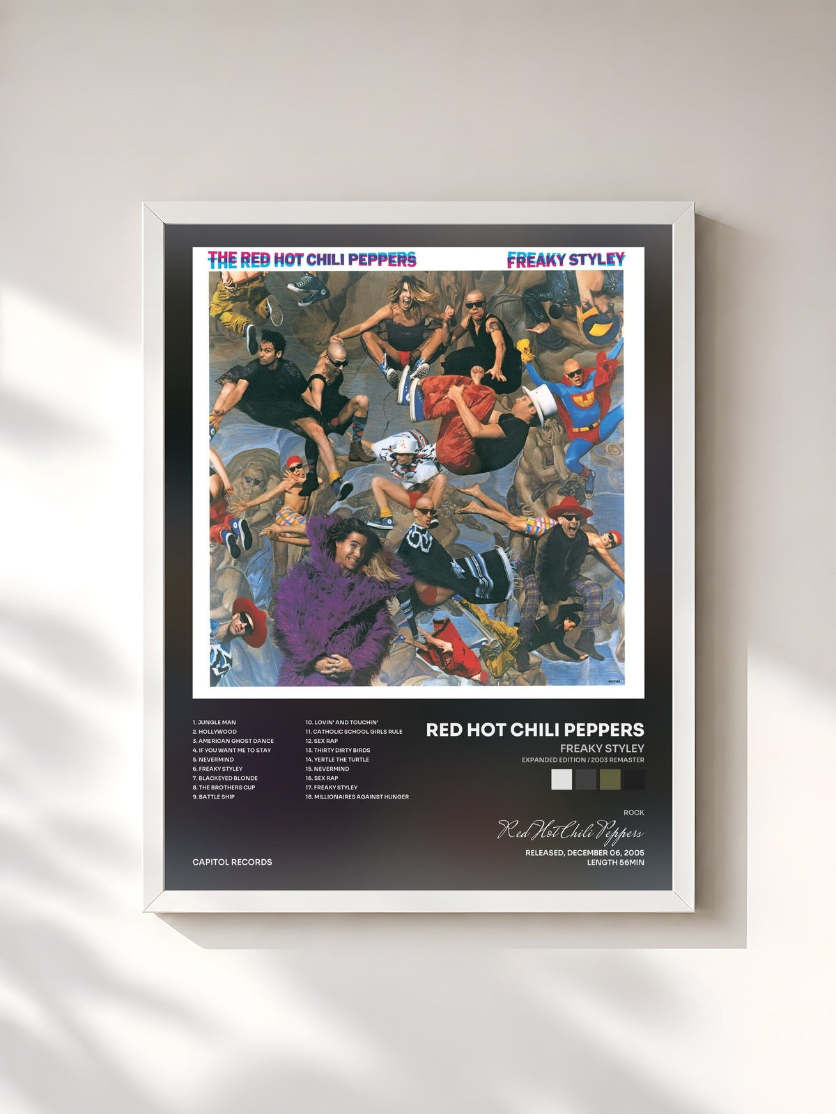 #blanc Tableau de l'album Freaky Styley (Expanded Edition / 2003 Remaster) de Red Hot Chili Peppers, cadre blanc, imprimé et encadré en France