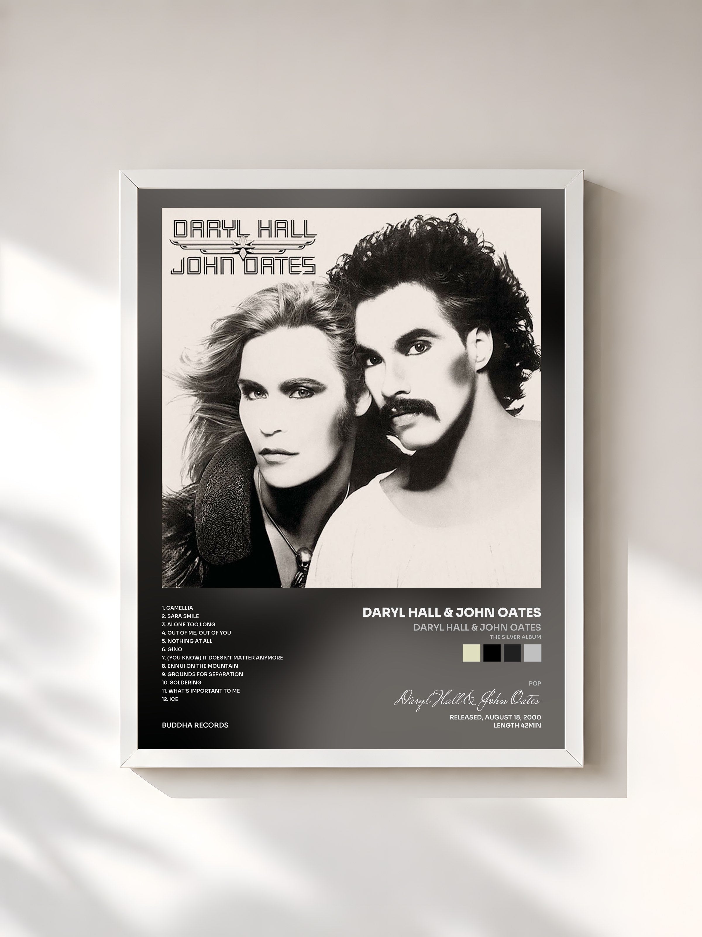 #blanc Tableau de l'album Daryl Hall & John Oates (The Silver Album) de Daryl Hall & John Oates, cadre blanc, imprimé et encadré en France