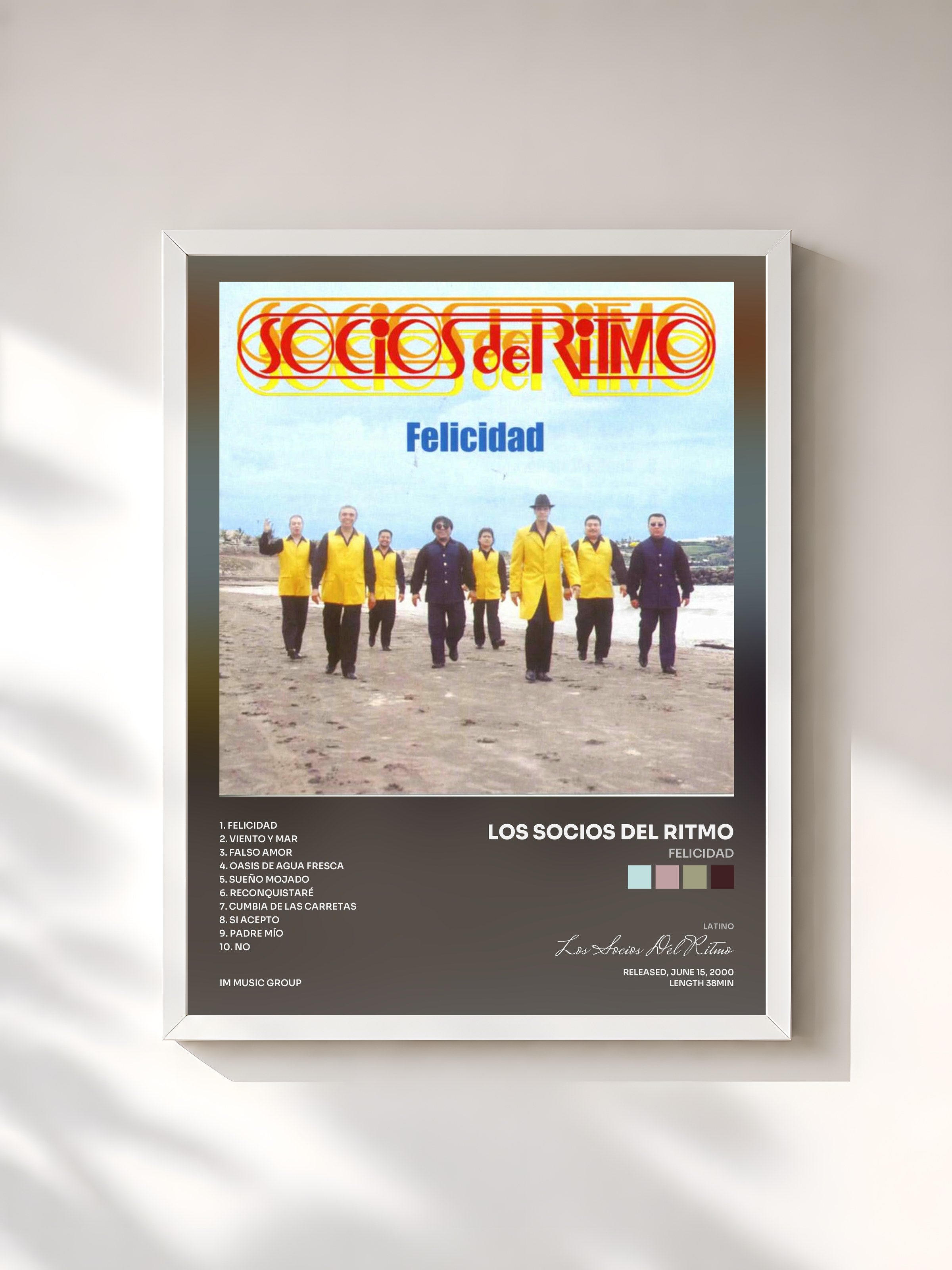 #blanc Tableau de l'album Felicidad de Los Socios Del Ritmo, cadre blanc, imprimé et encadré en France