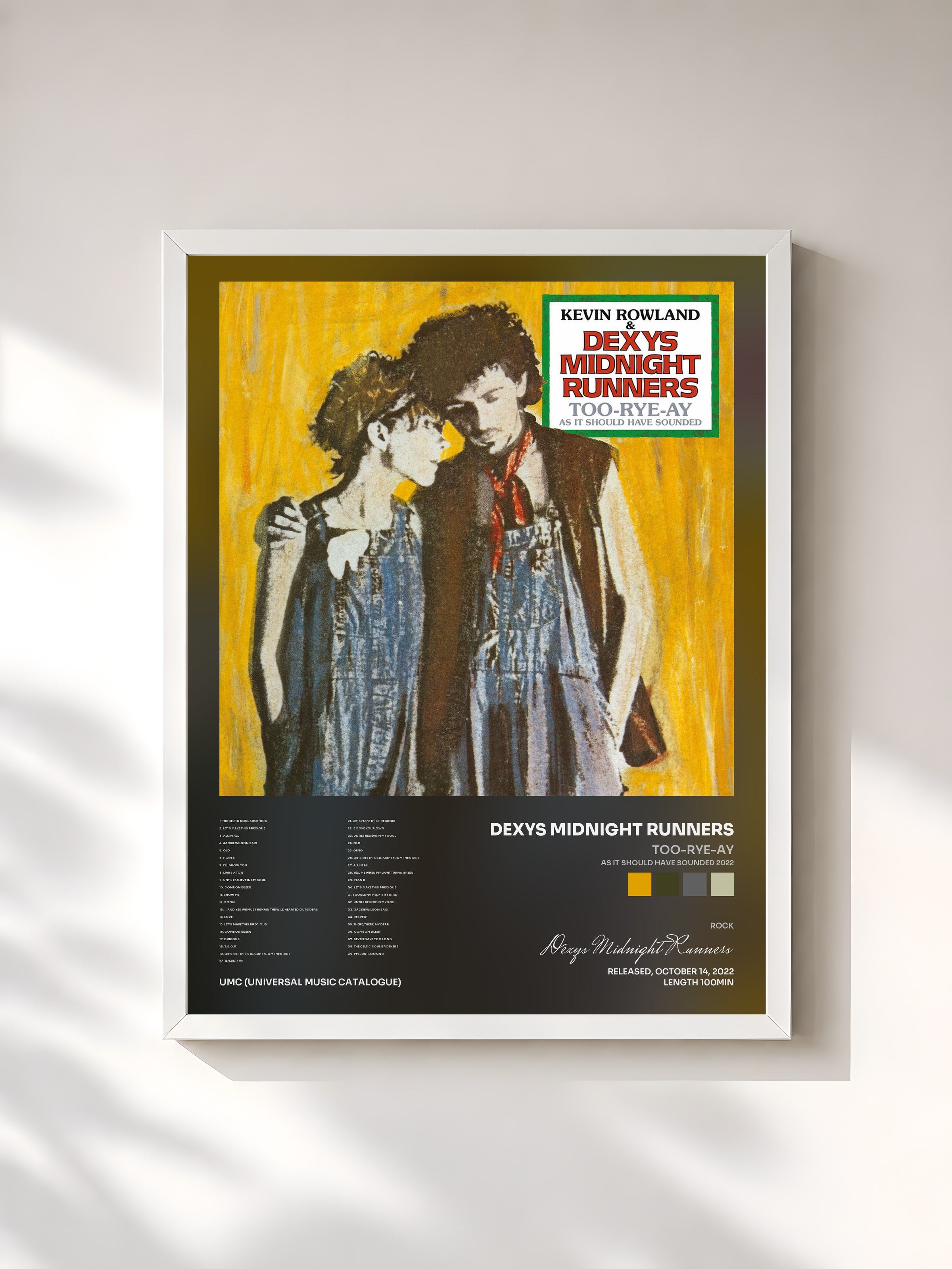 #blanc Tableau de l'album Too-Rye-Ay (As It Should Have Sounded 2022) de Dexys Midnight Runners, cadre blanc, imprimé et encadré en France