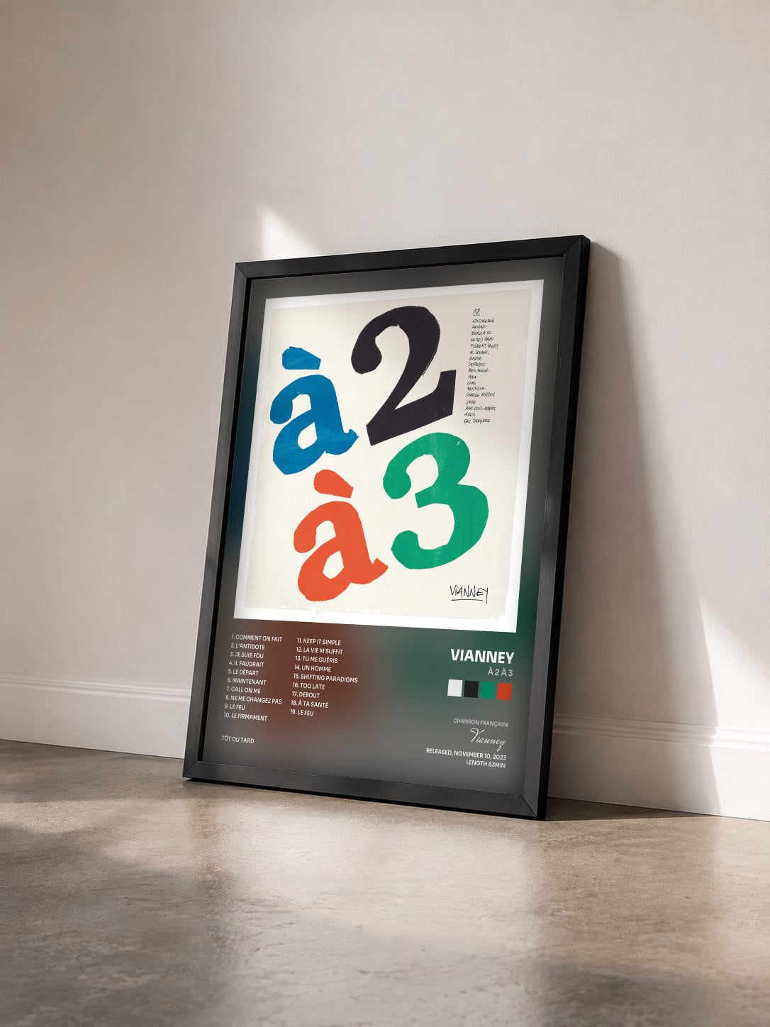 #noir à 2 à 3 by Vianney as a framed art print seen at an angle, black frame