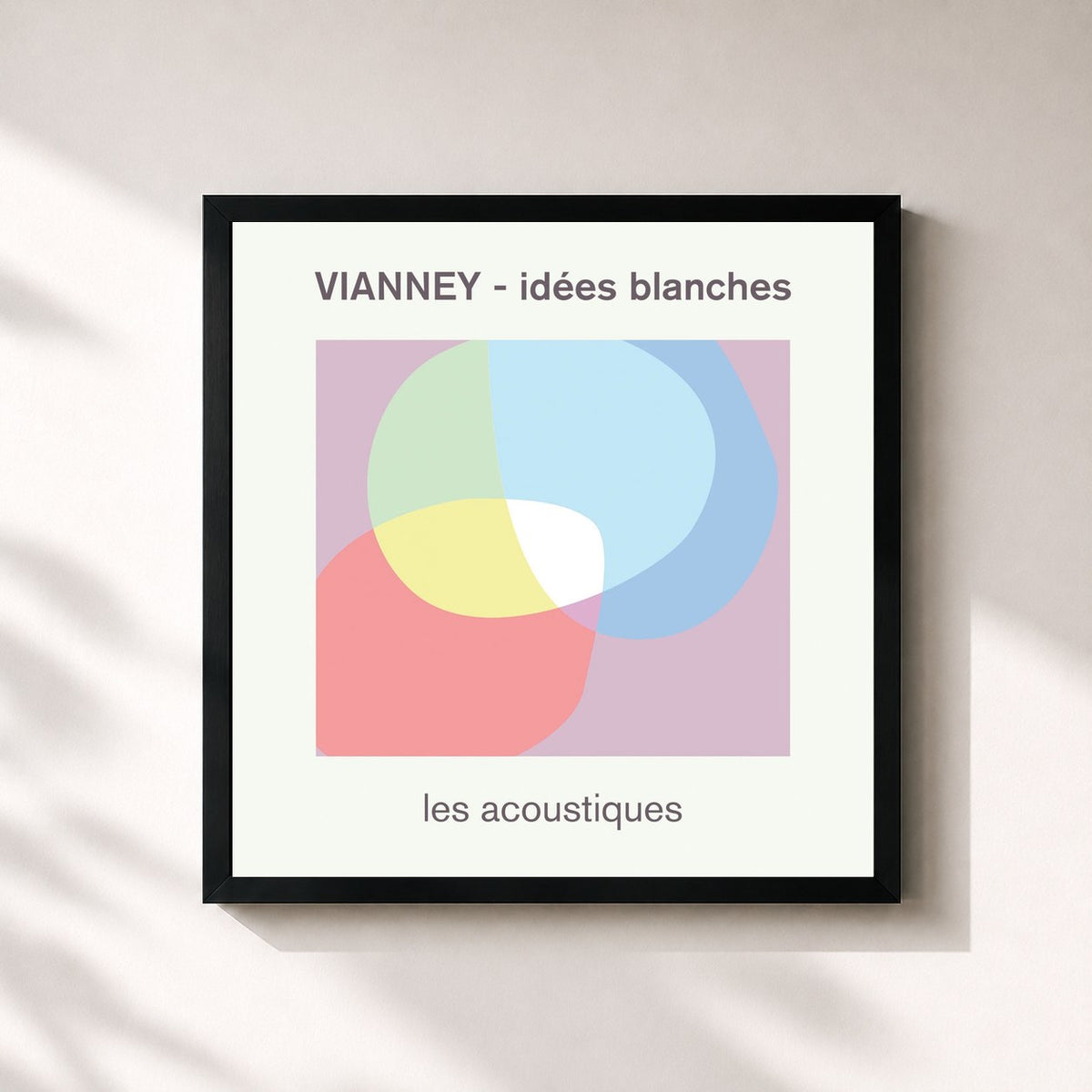 #noir Idées blanches (Les acoustiques) by Vianney as a square framed art print, black 32x32 cm frame