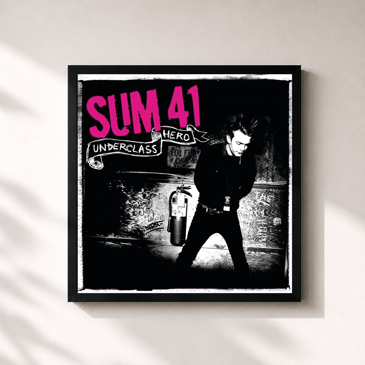 #noir Underclass Hero by Sum 41 as a square framed art print, black 32x32 cm frame