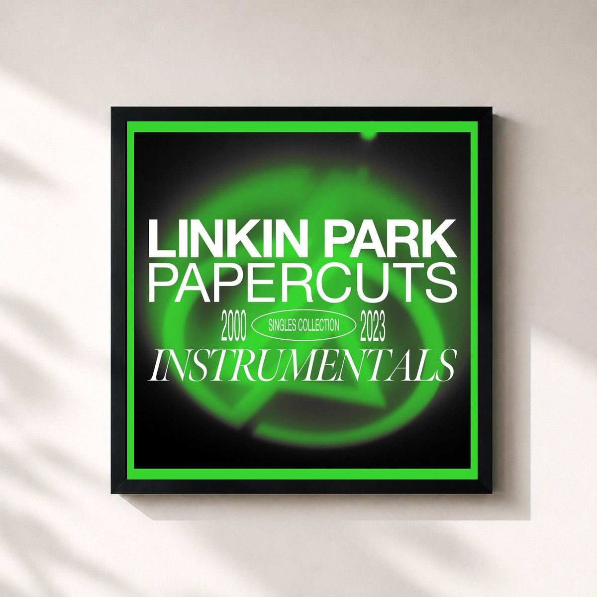 #noir Papercuts: Instrumentals di Linkin Park in stampa quadrata incorniciata, cornice nera 32x32 cm