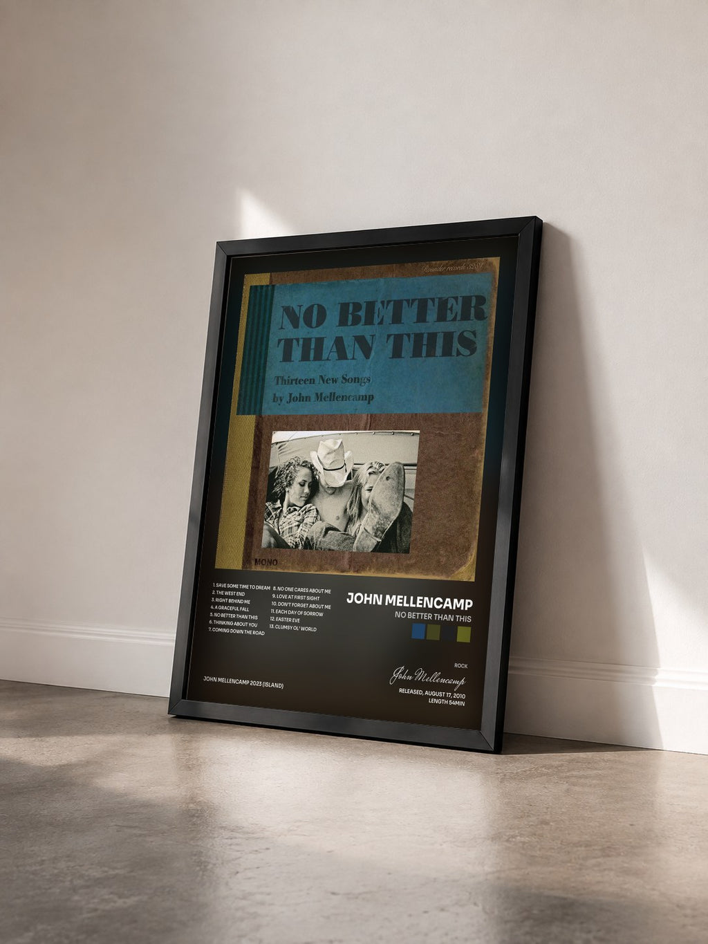 #noir Tableau de l'album No Better Than This de John Mellencamp vu de trois quarts, cadre noir