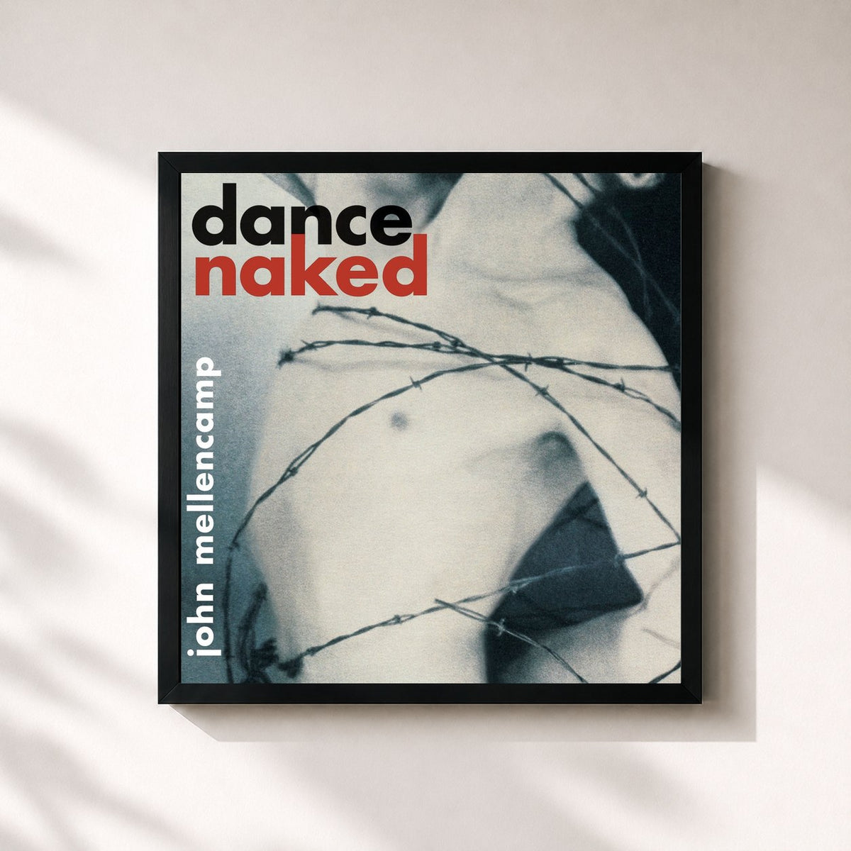 #noir Dance Naked by John Mellencamp as a square framed art print, black 32x32 cm frame