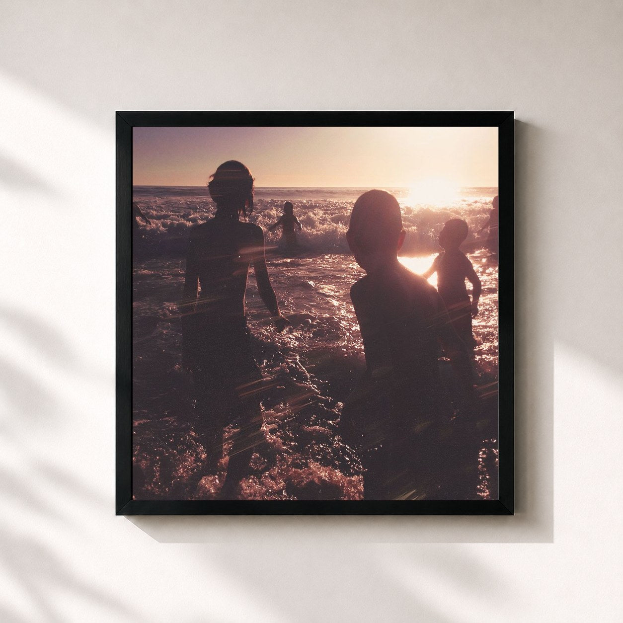 #noir Tableau carré de l'album One More Light de Linkin Park, cadre noir 32x32 cm