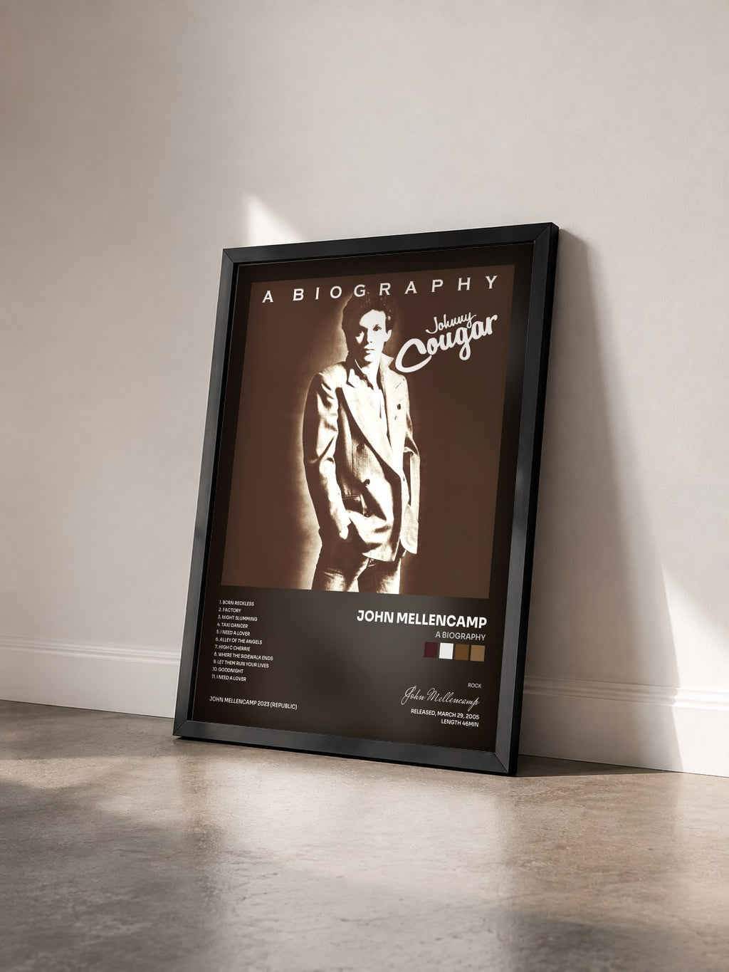 #noir A Biography de John Mellencamp en lámina enmarcada vista de tres cuartos, marco negro