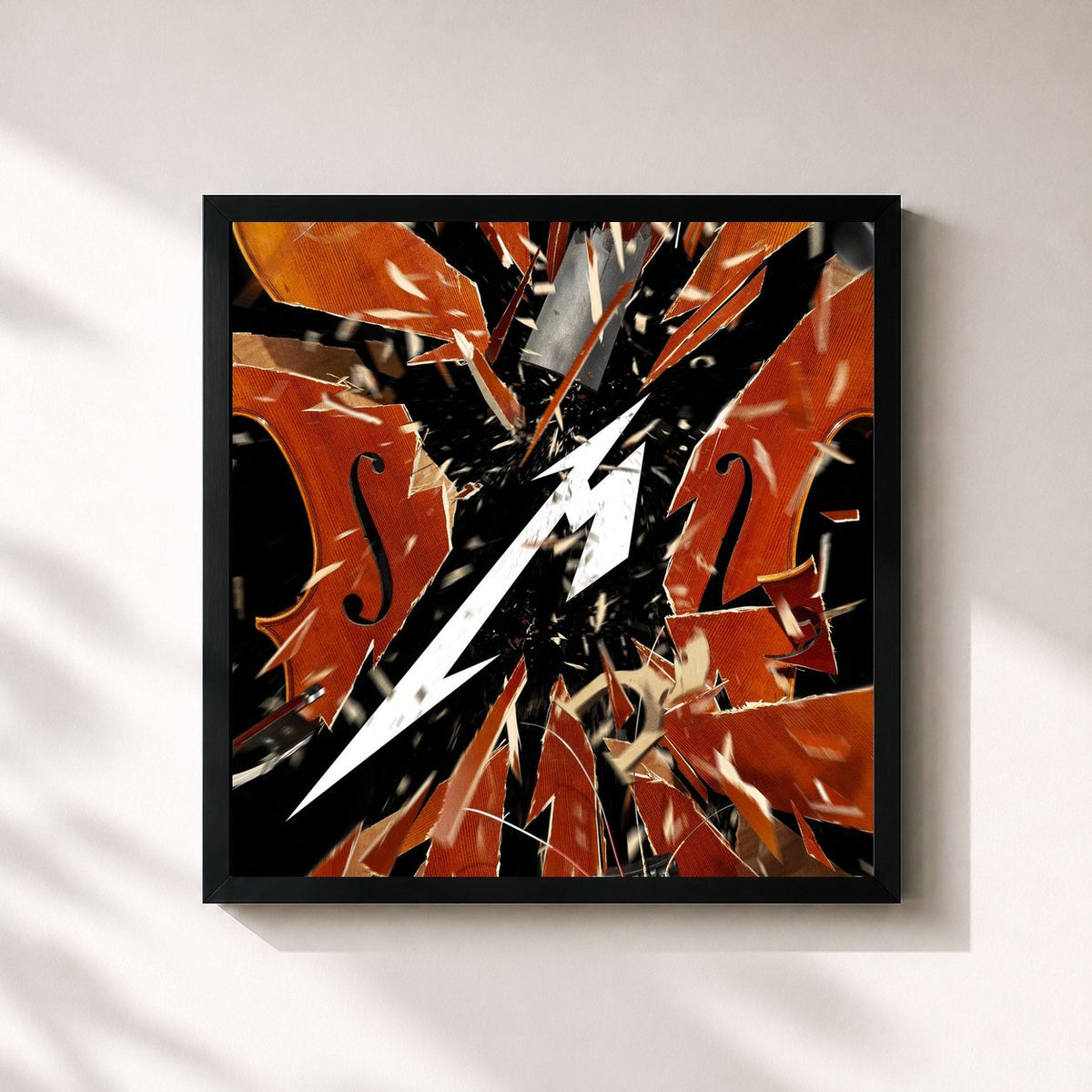 #noir Tableau carré de l'album S&M2 de Metallica, cadre noir 32x32 cm