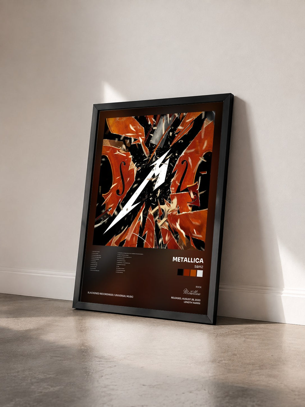 #noir Tableau de l'album S&M2 de Metallica vu de trois quarts, cadre noir