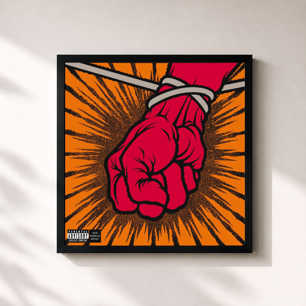 #noir St. Anger by Metallica as a square framed art print, black 32x32 cm frame