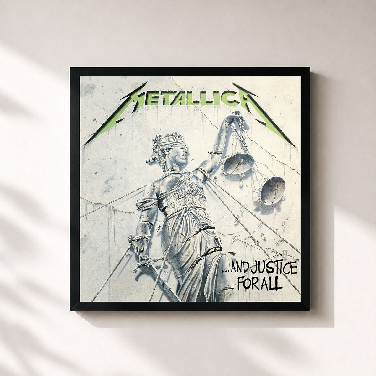 #noir Tableau carré de l'album …And Justice for All (Remastered) de Metallica, cadre noir 32x32 cm