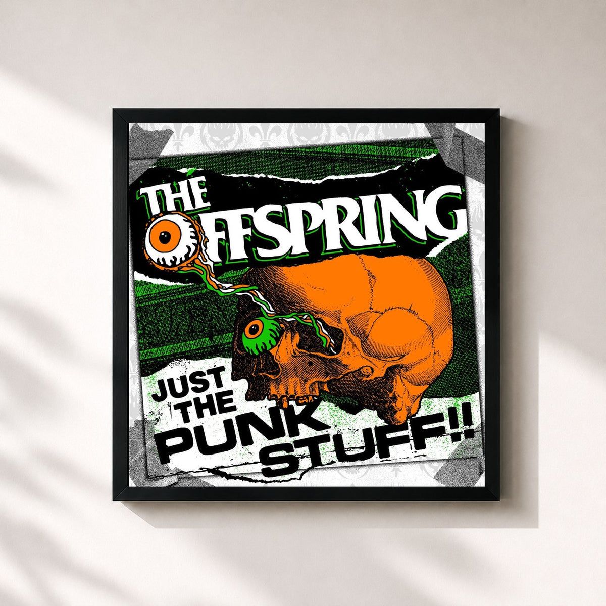 #noir Tableau carré de l'album Just The Punk Stuff de The Offspring, cadre noir 32x32 cm