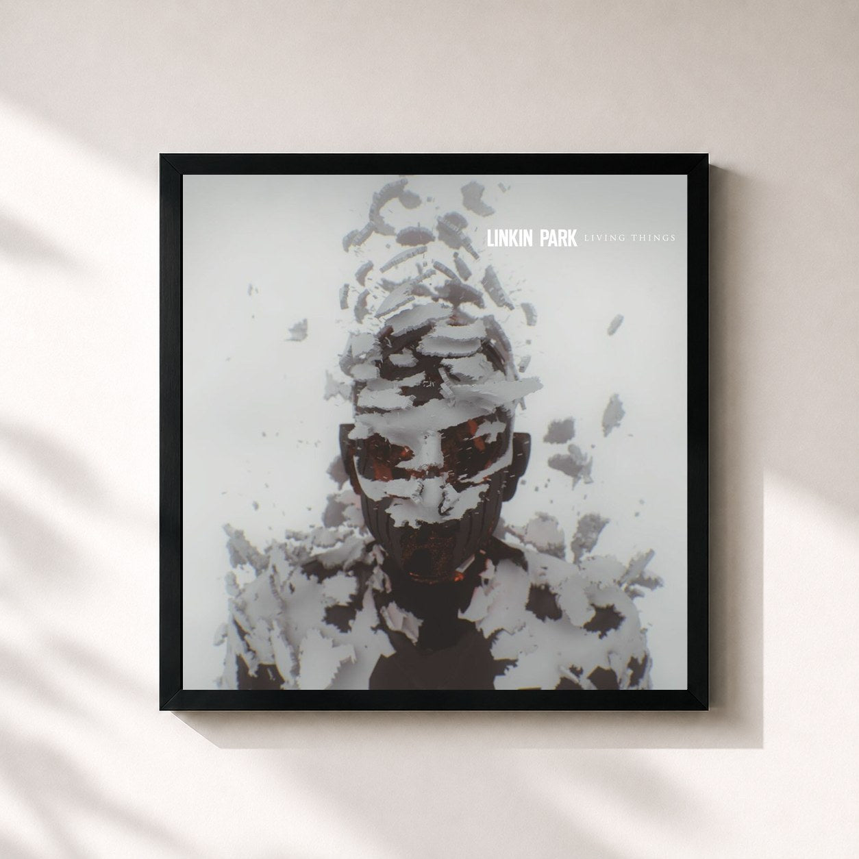 #noir LIVING THINGS di Linkin Park in stampa quadrata incorniciata, cornice nera 32x32 cm