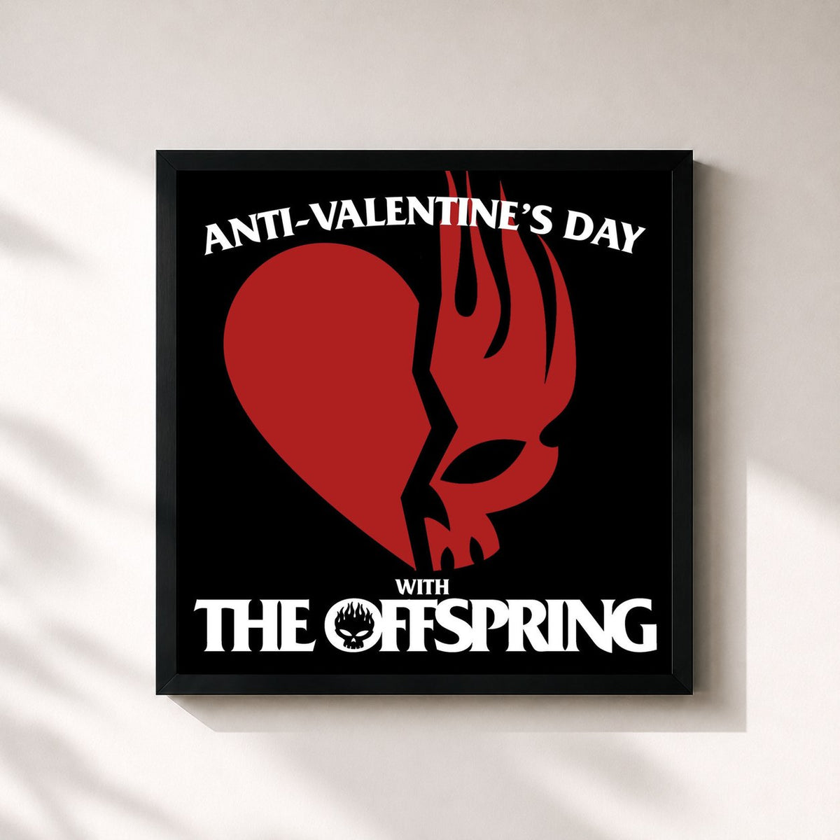 #noir Tableau carré de l'album Anti-Valentine’s Day with The Offspring de The Offspring, cadre noir 32x32 cm