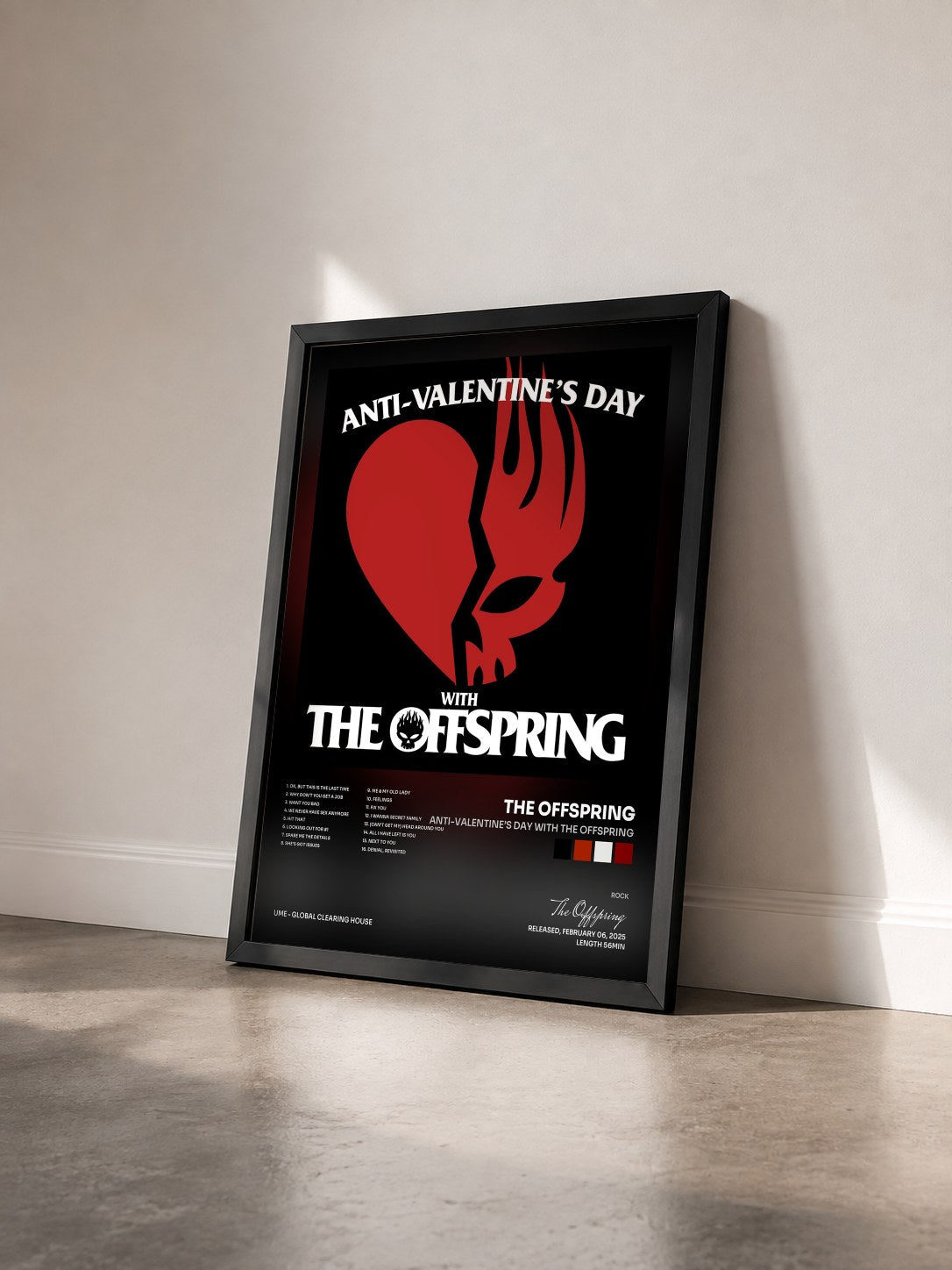 #noir Tableau de l'album Anti-Valentine’s Day with The Offspring de The Offspring vu de trois quarts, cadre noir