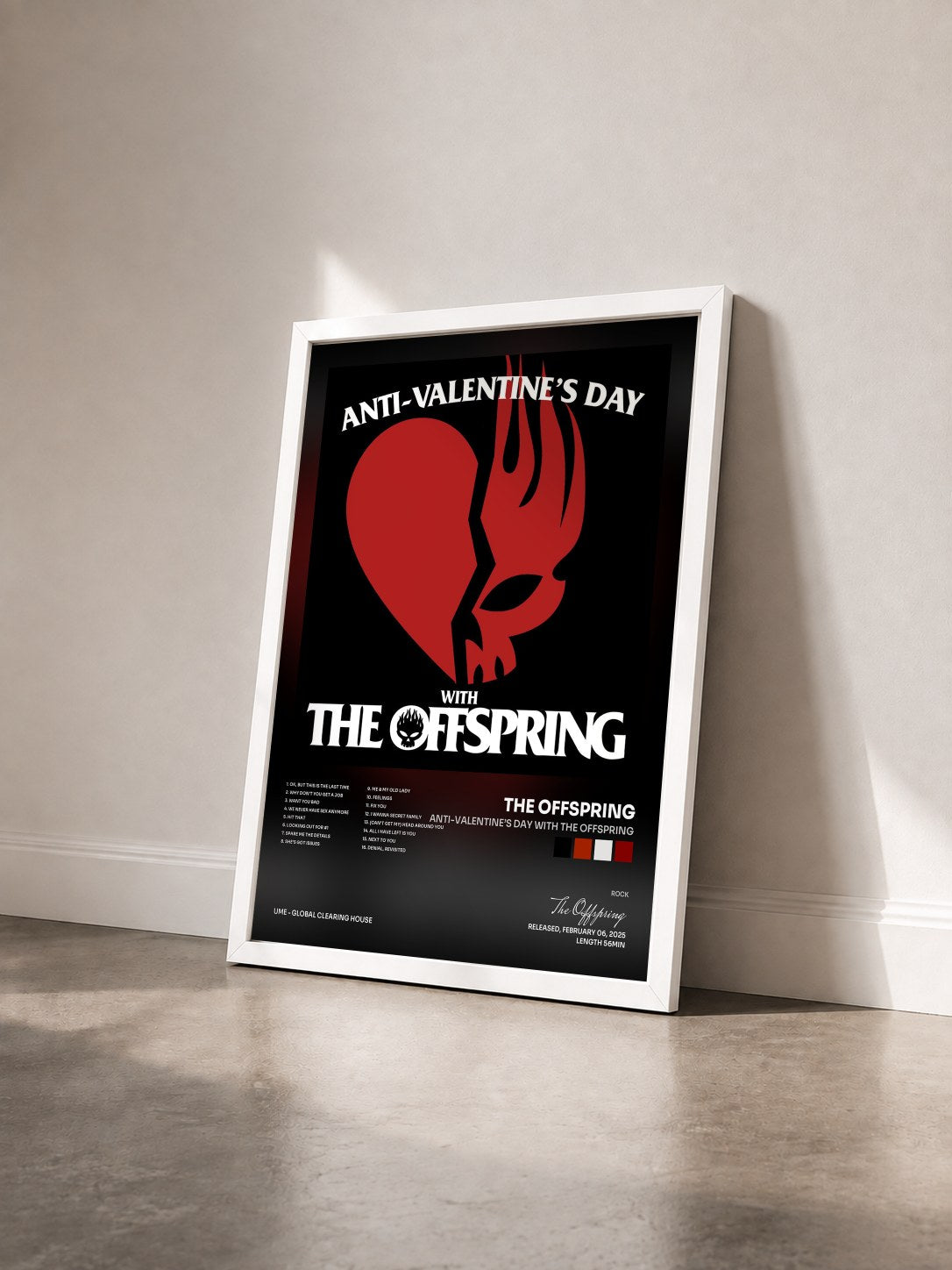 #blanc Tableau de l'album Anti-Valentine’s Day with The Offspring de The Offspring vu de trois quarts, cadre blanc