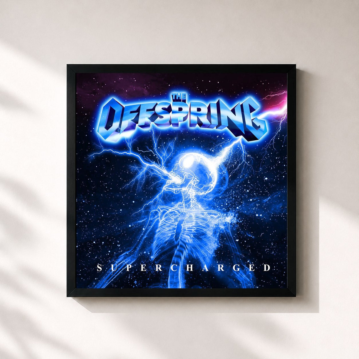 #noir Tableau carré de l'album SUPERCHARGED de The Offspring, cadre noir 32x32 cm