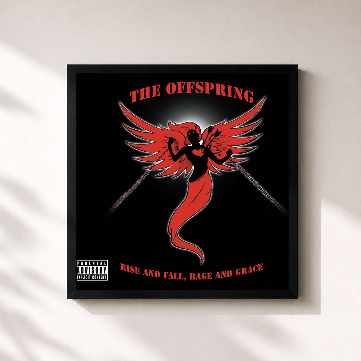 #noir Tableau carré de l'album Rise And Fall, Rage And Grace de The Offspring, cadre noir 32x32 cm