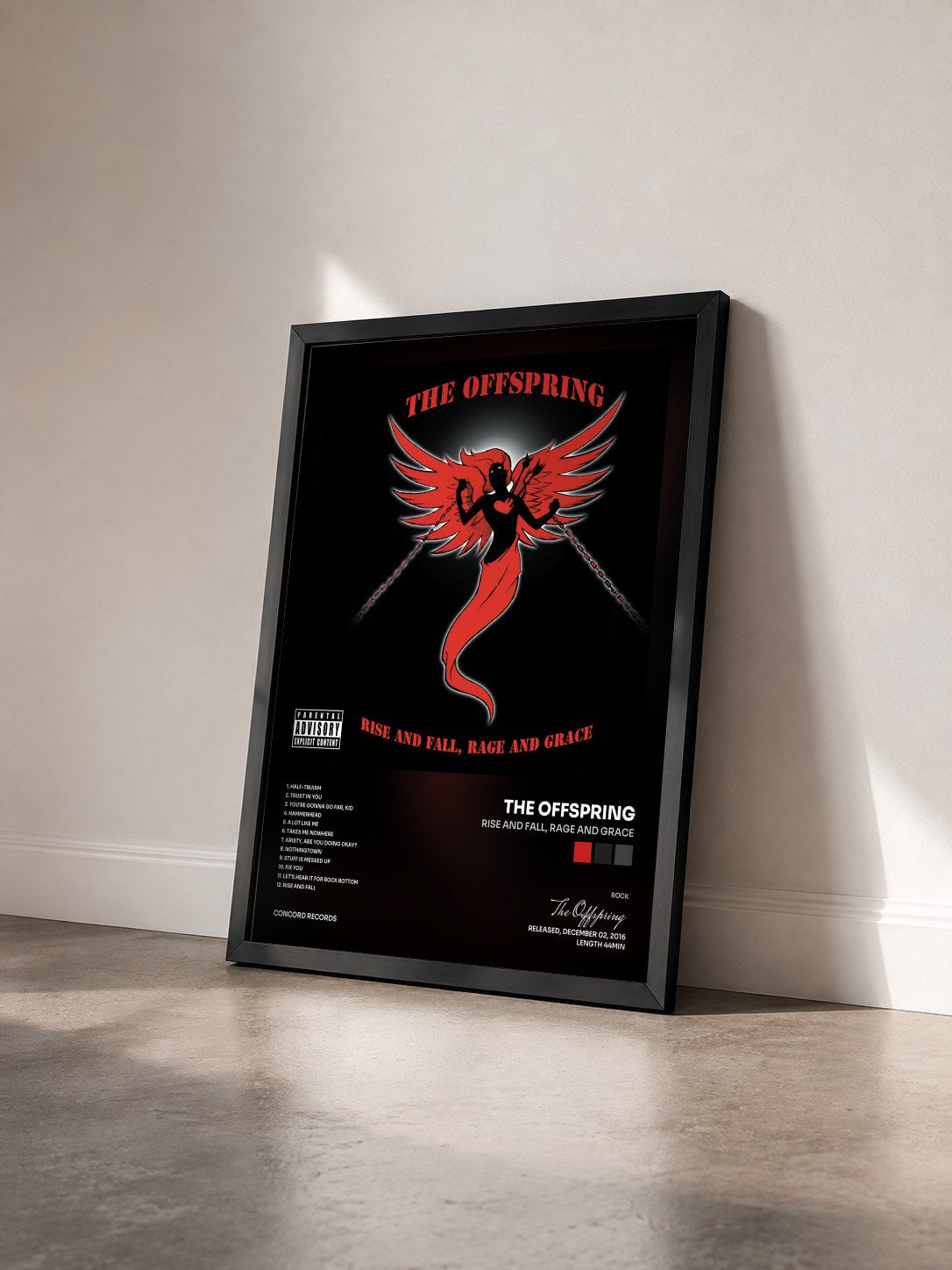 #noir Tableau de l'album Rise And Fall, Rage And Grace de The Offspring vu de trois quarts, cadre noir