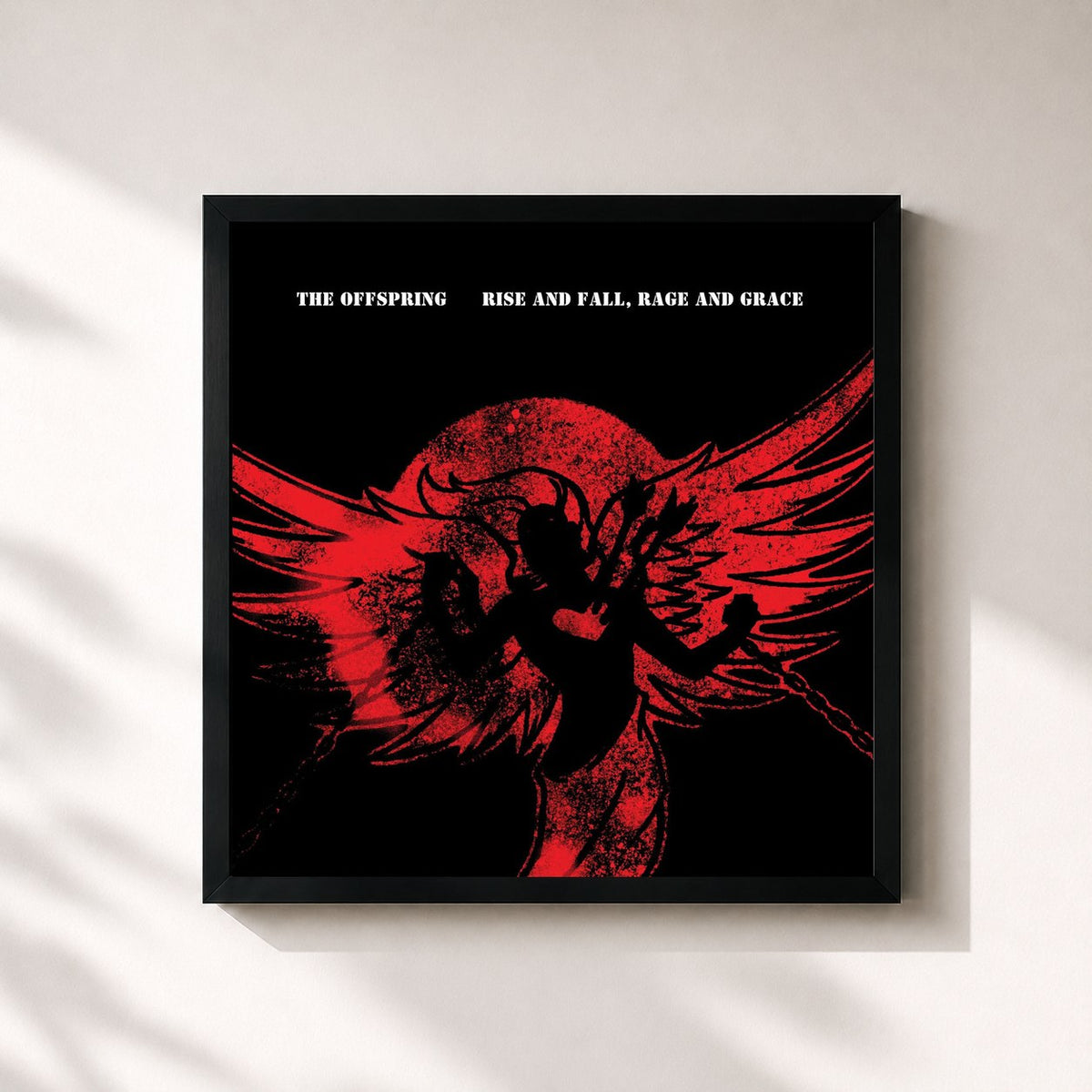 #noir Tableau carré de l'album Rise And Fall, Rage And Grace (15th Anniversary Deluxe Edition) de The Offspring, cadre noir 32x32 cm