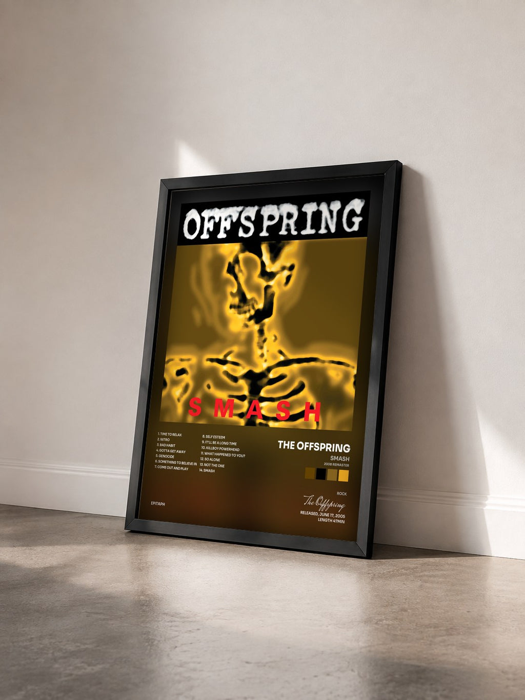 #noir Tableau de l'album Smash (2008 Remaster) de The Offspring vu de trois quarts, cadre noir
